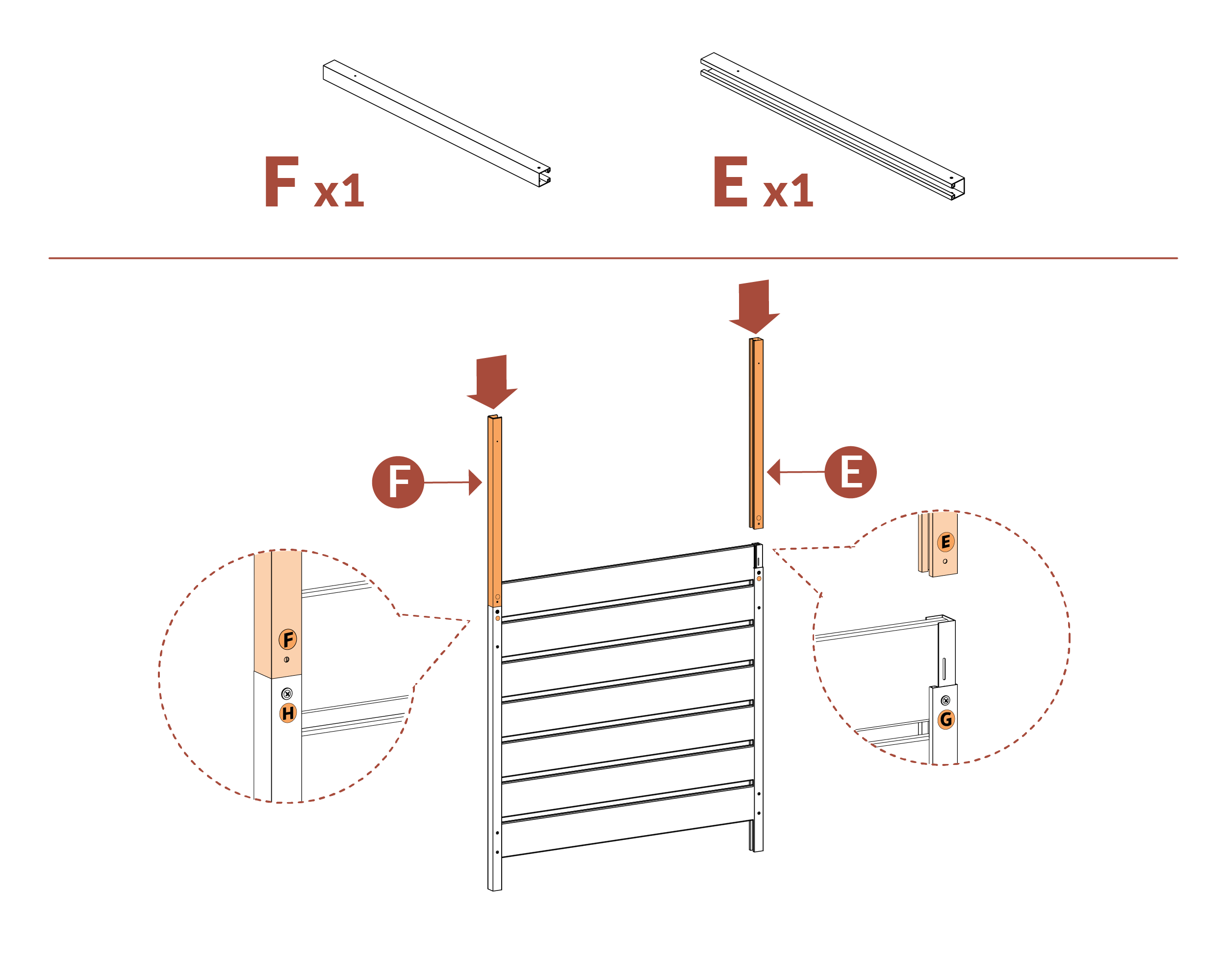 Step 13 Attach posts E and F