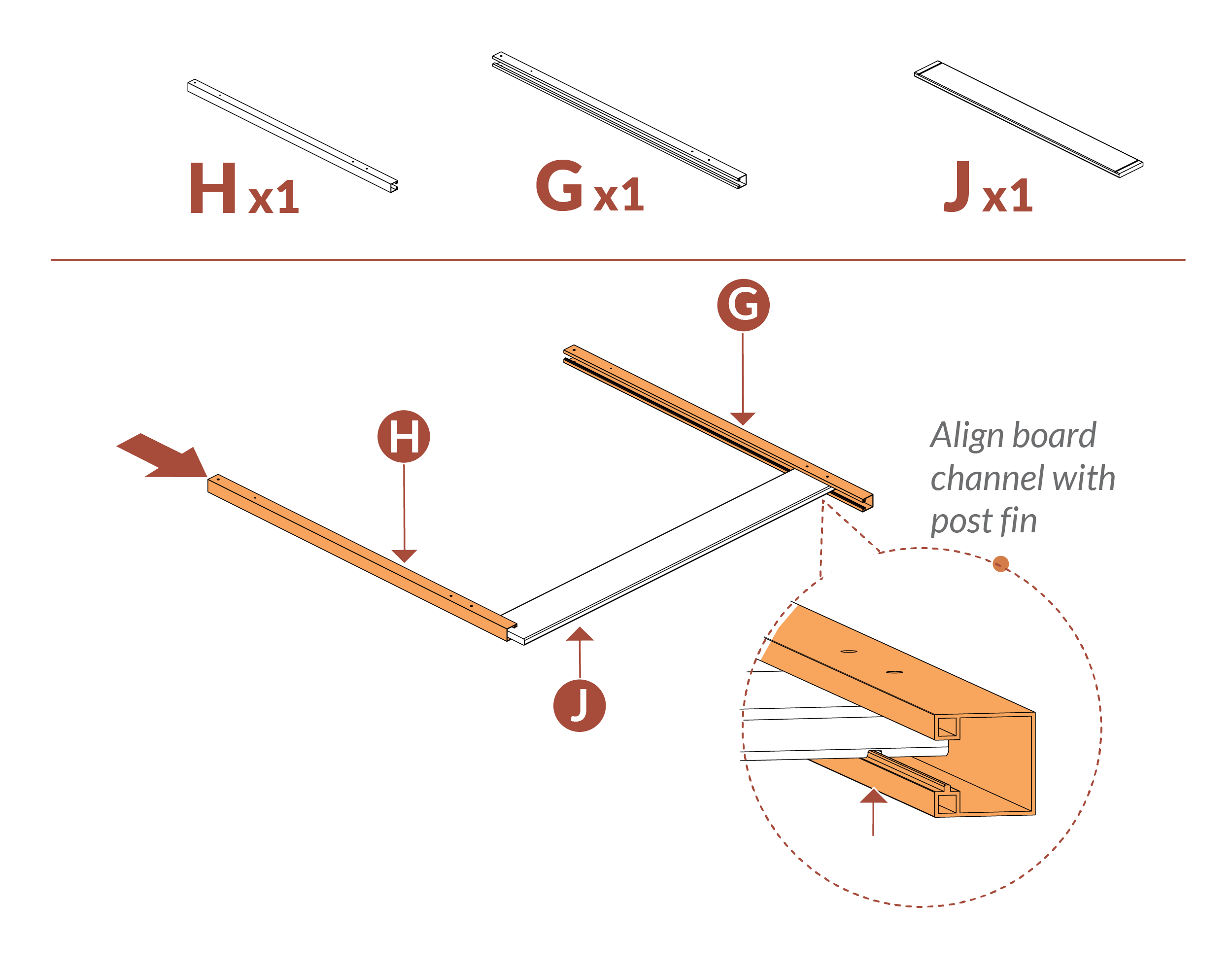 Step 2 Align components as shown