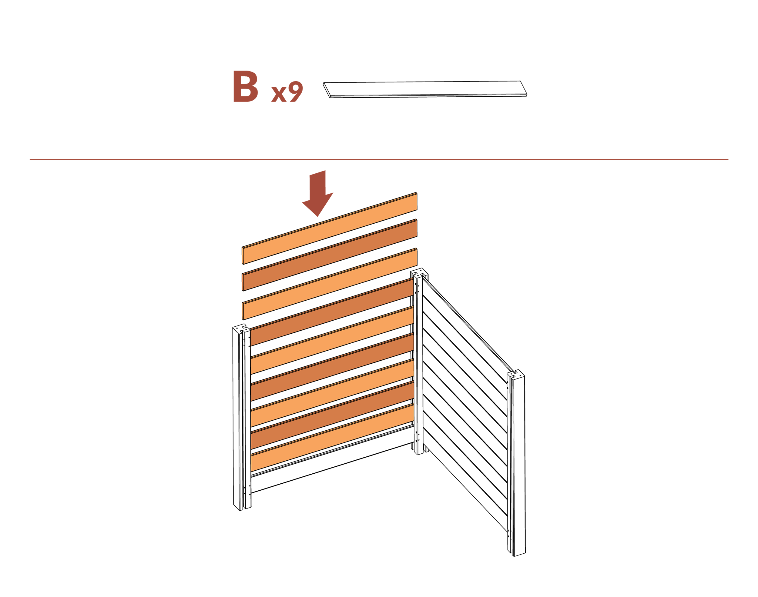 Step 12 insert remaining boards (B)
