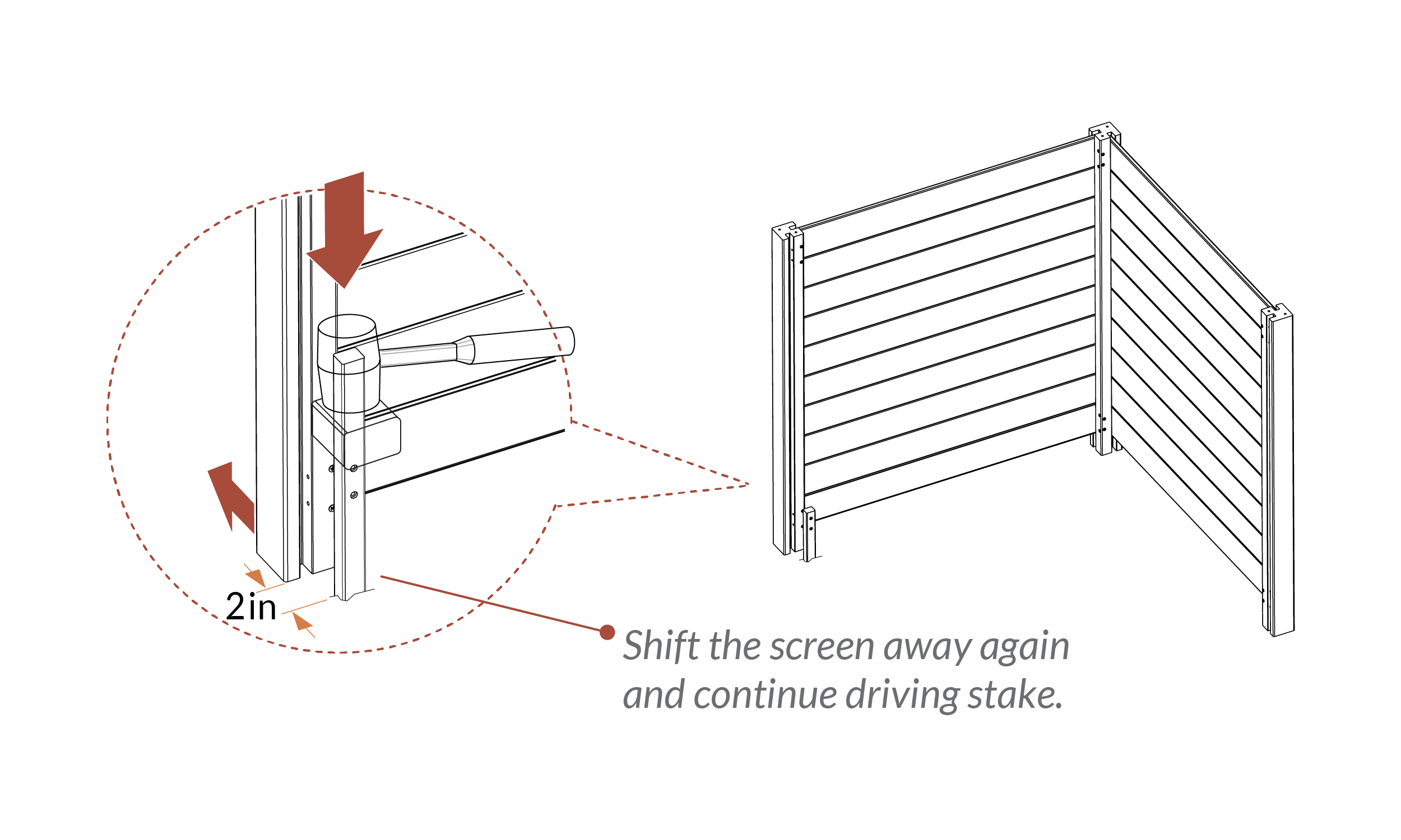 Step 18 shift screen away again and continue driving stake