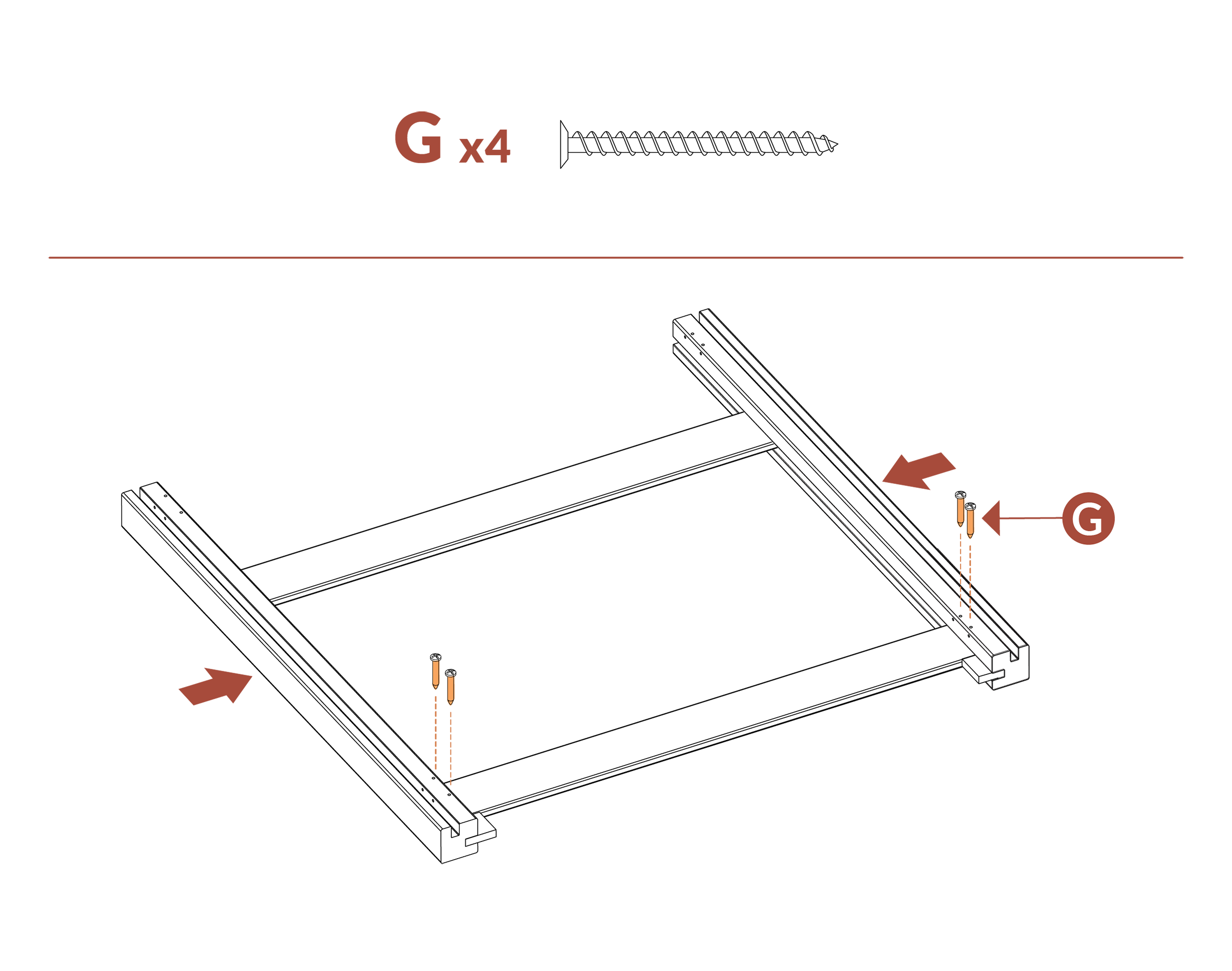 Step 6 secure using G screws