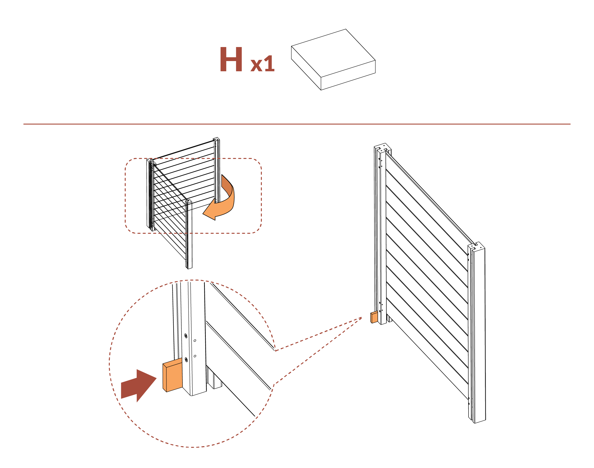 Step 9 Place spacer (H) to begin to assemble second panel