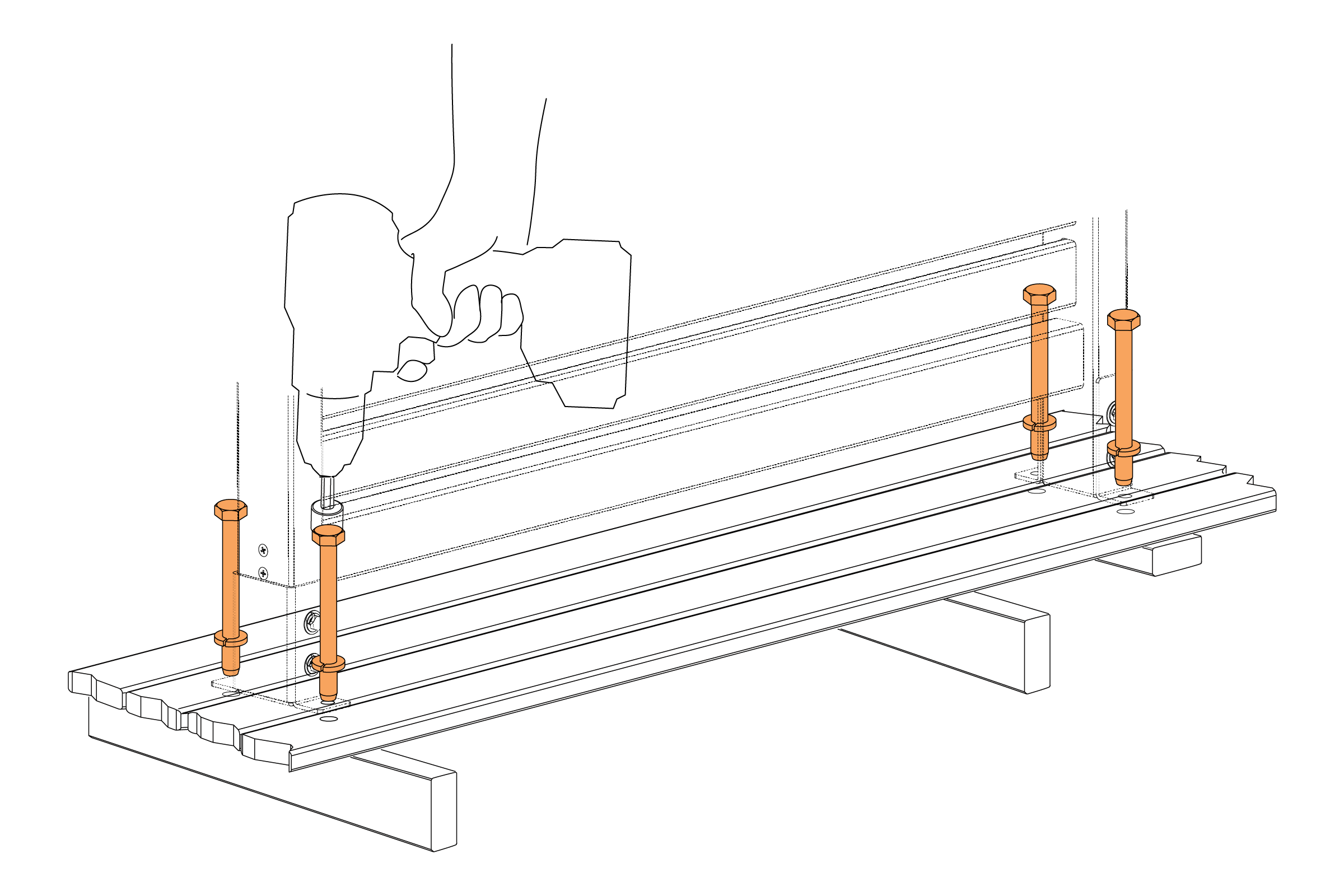 Attach surface mount to deck using purchased hardware