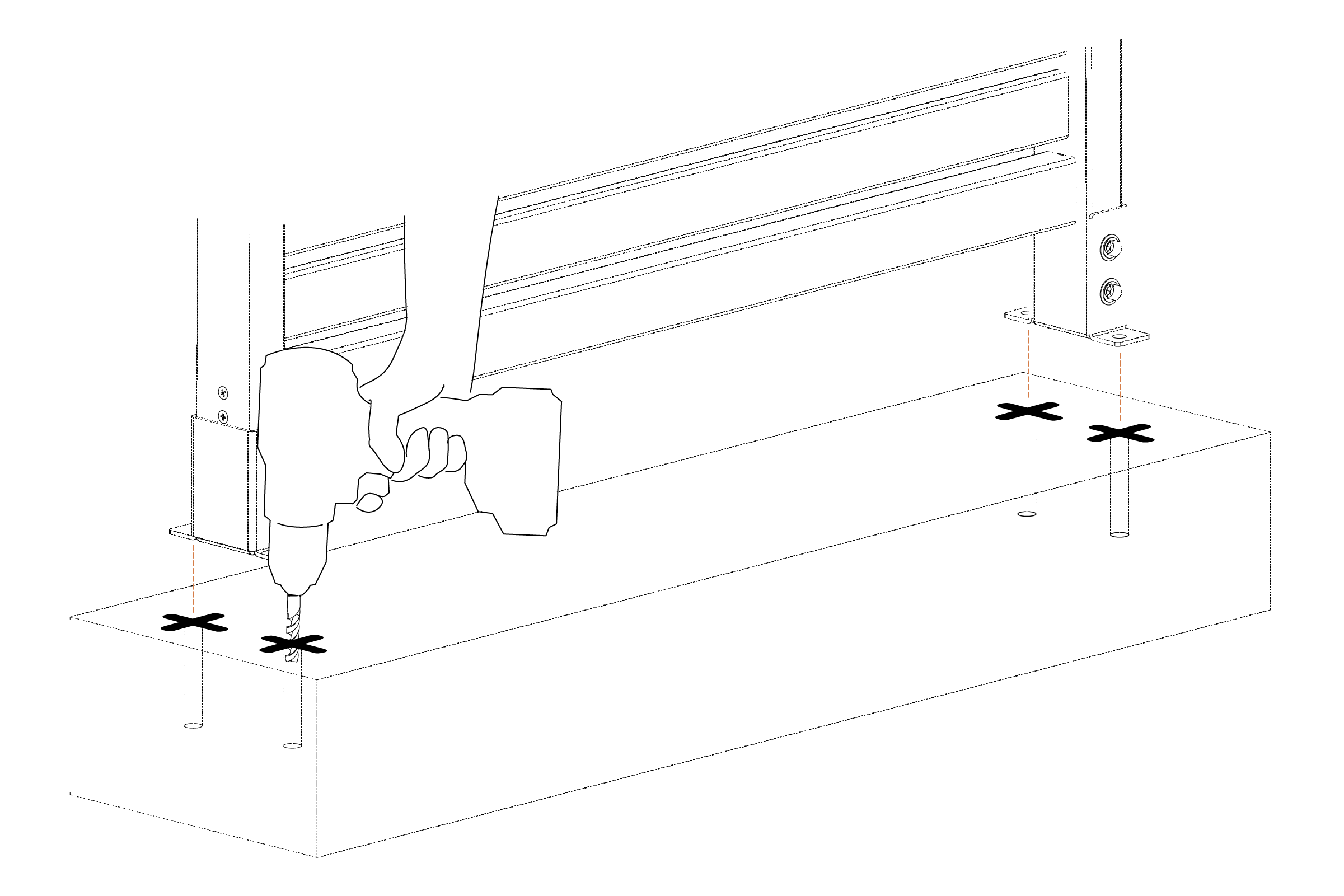 Step 3 patio: Refer to mounting hardware instructions