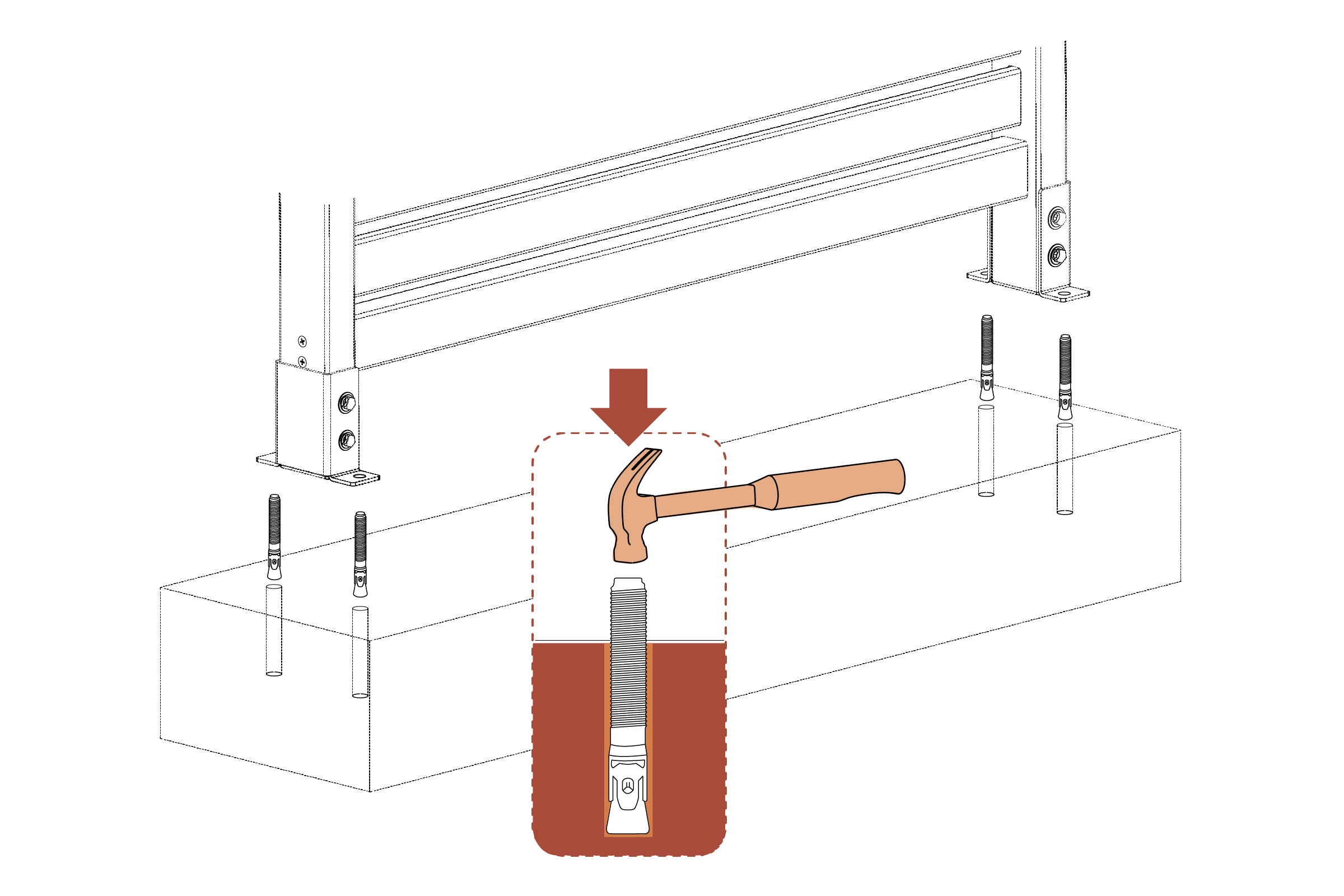 Step 4 patio: Use hardware instructions to install