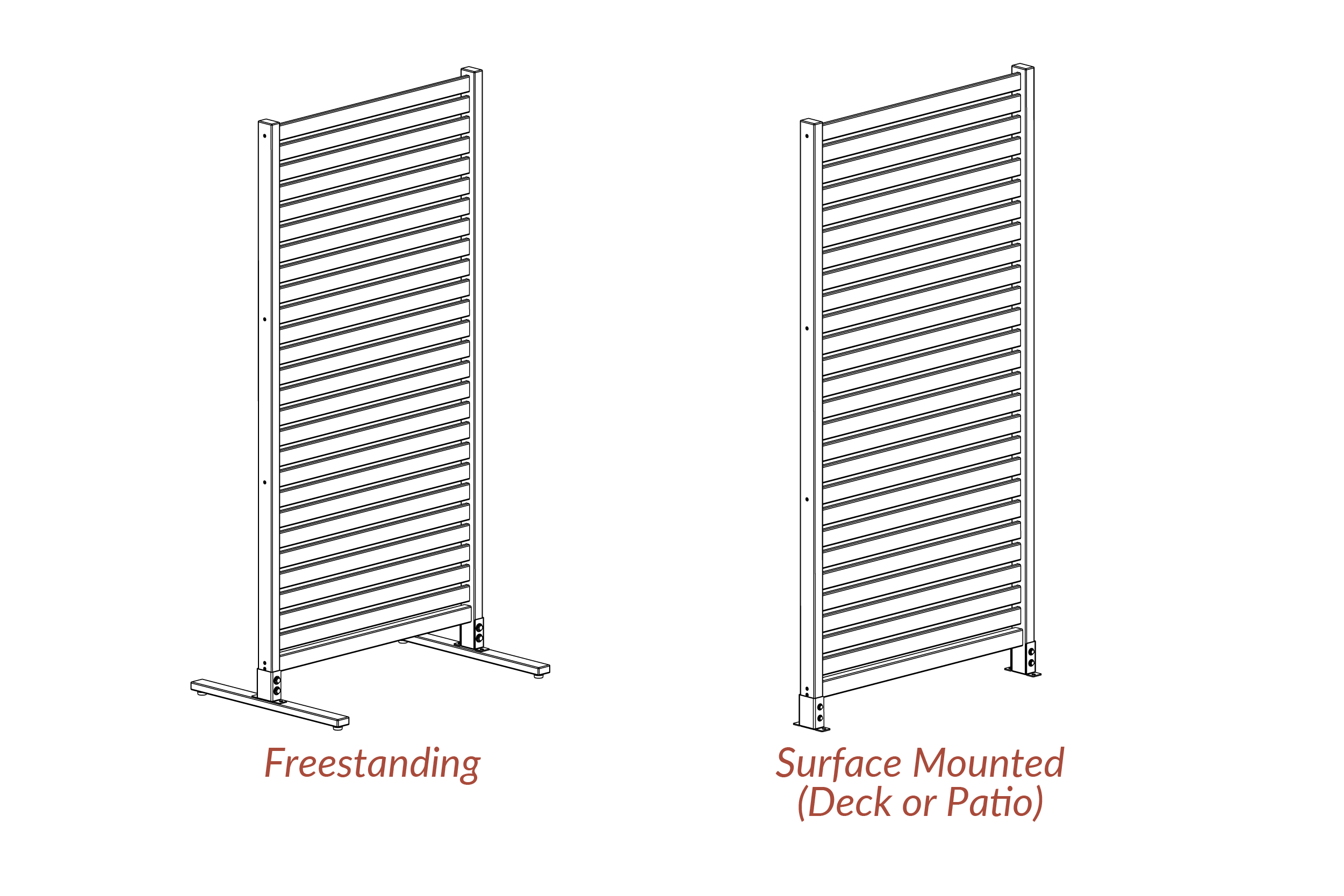 Freestanding or surface mounted (deck or patio)