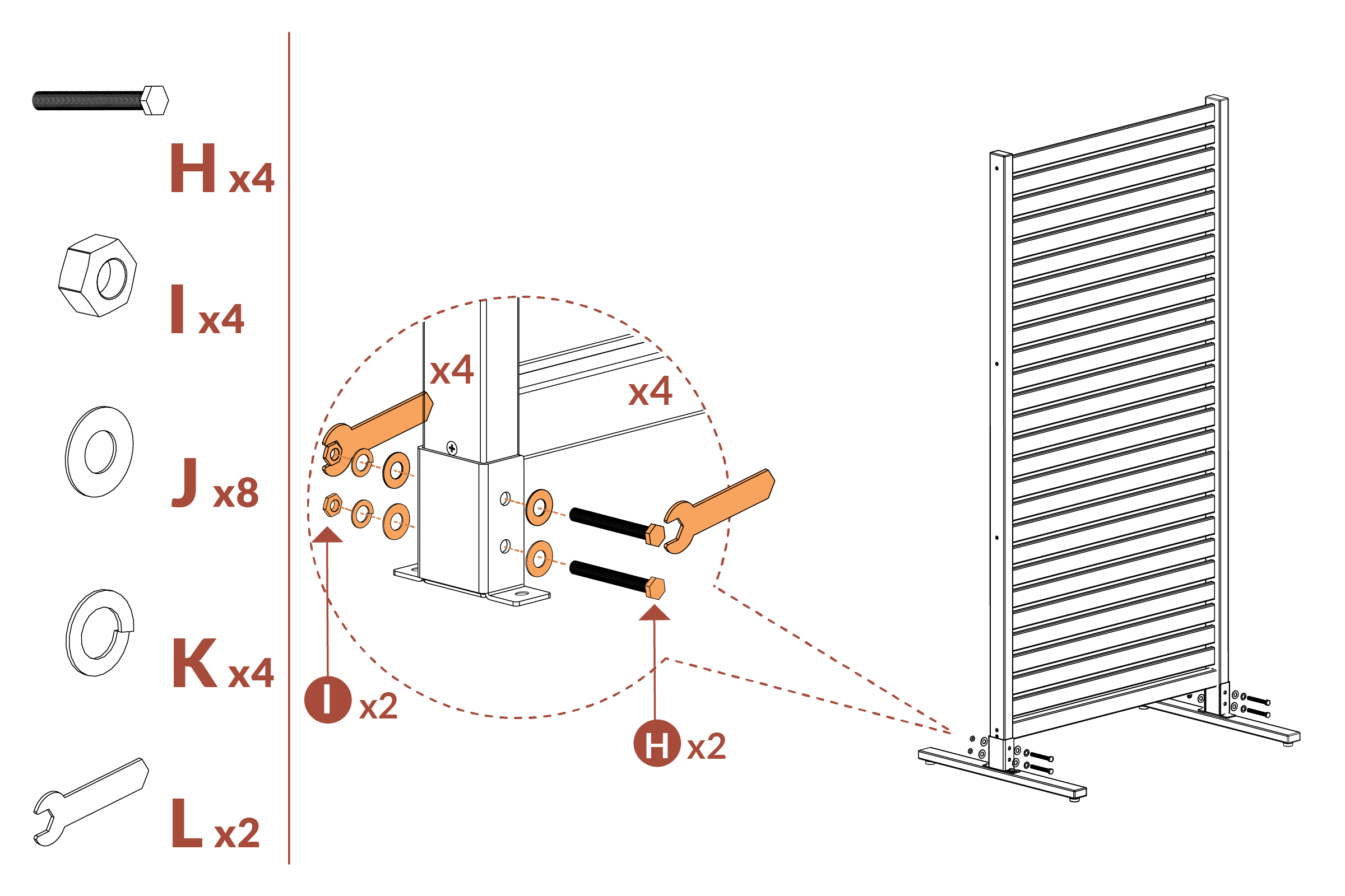Freestanding Step 2: Secure bracket using hardware provided