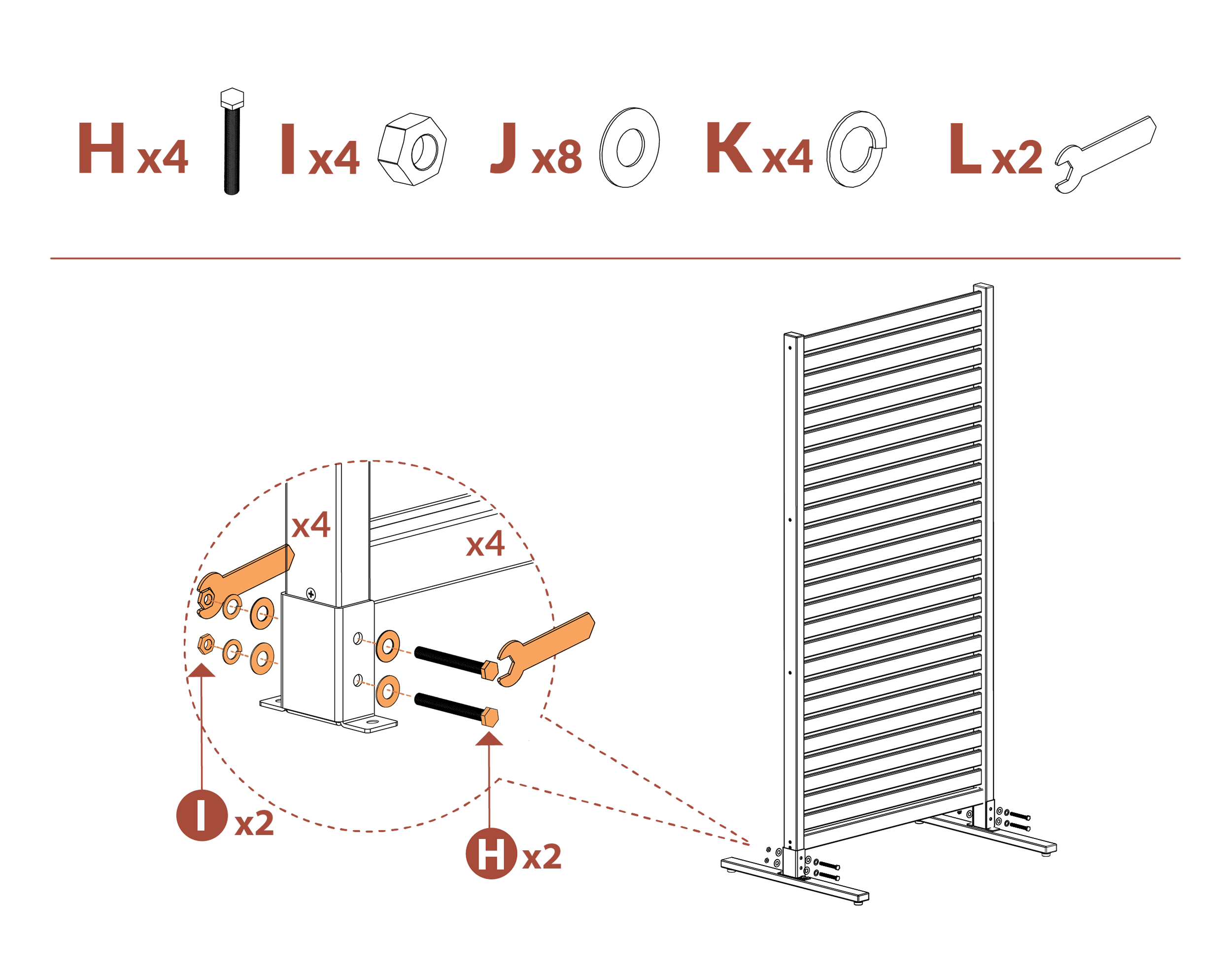 Freestanding Step 2: Secure bracket using hardware provided