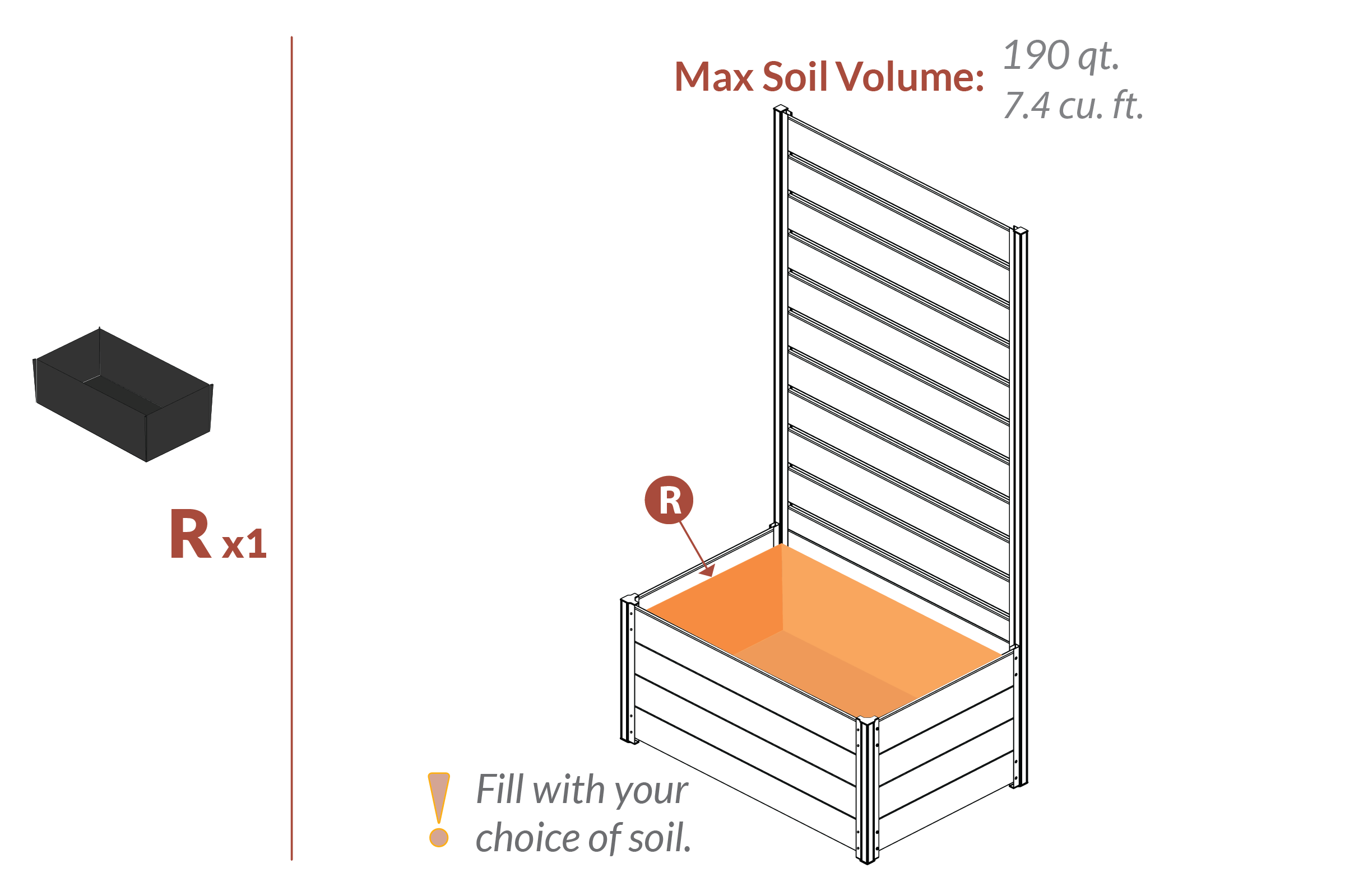 Step 19 - Install Planter liner (part R) in planter box