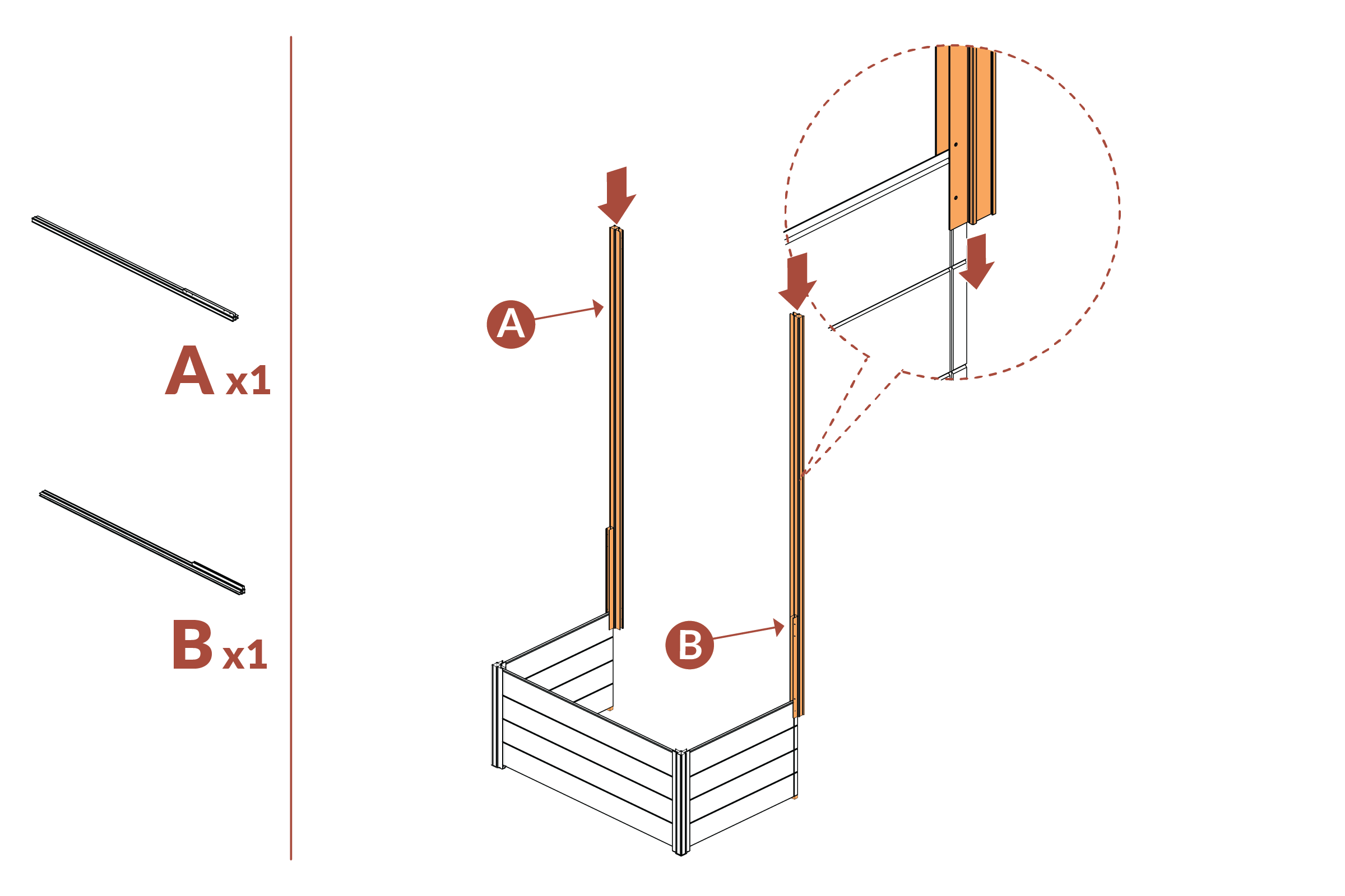 Step 7 - Install Left and Right posts (A and B)