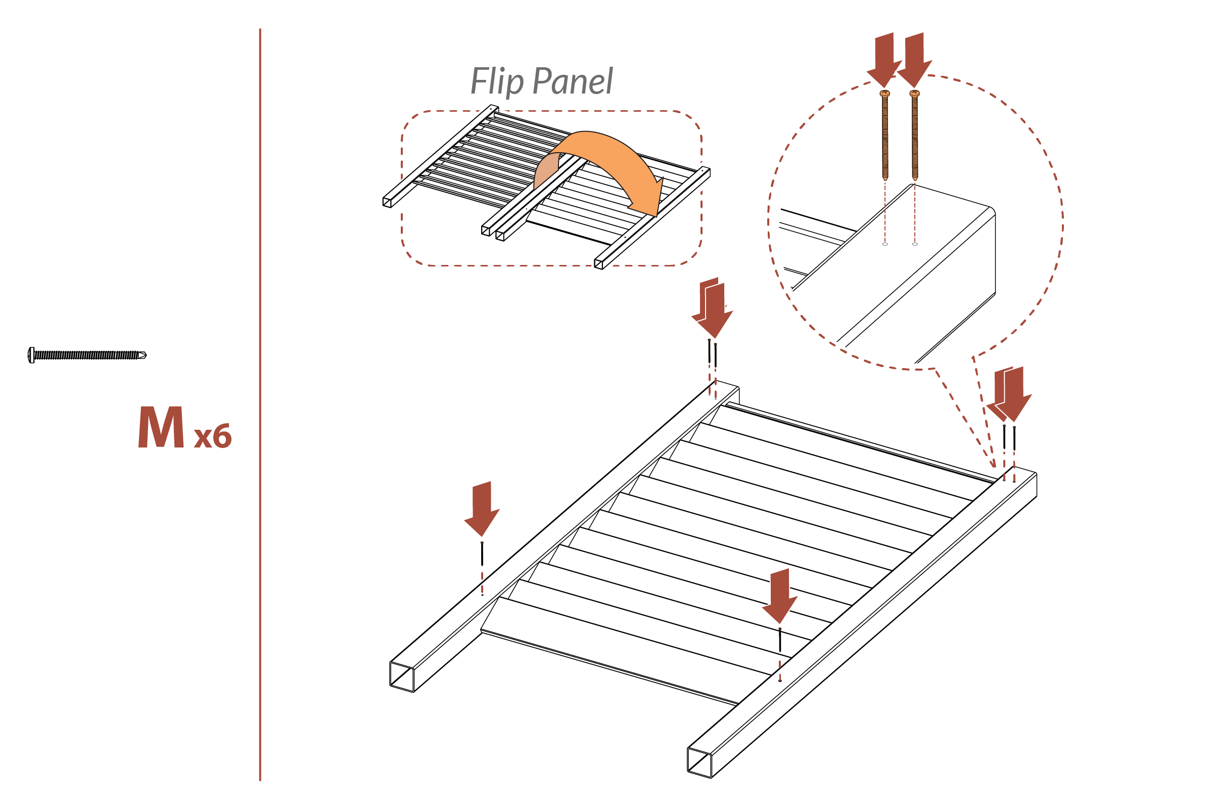 Step 13 Flip panel and insert screws (part M)