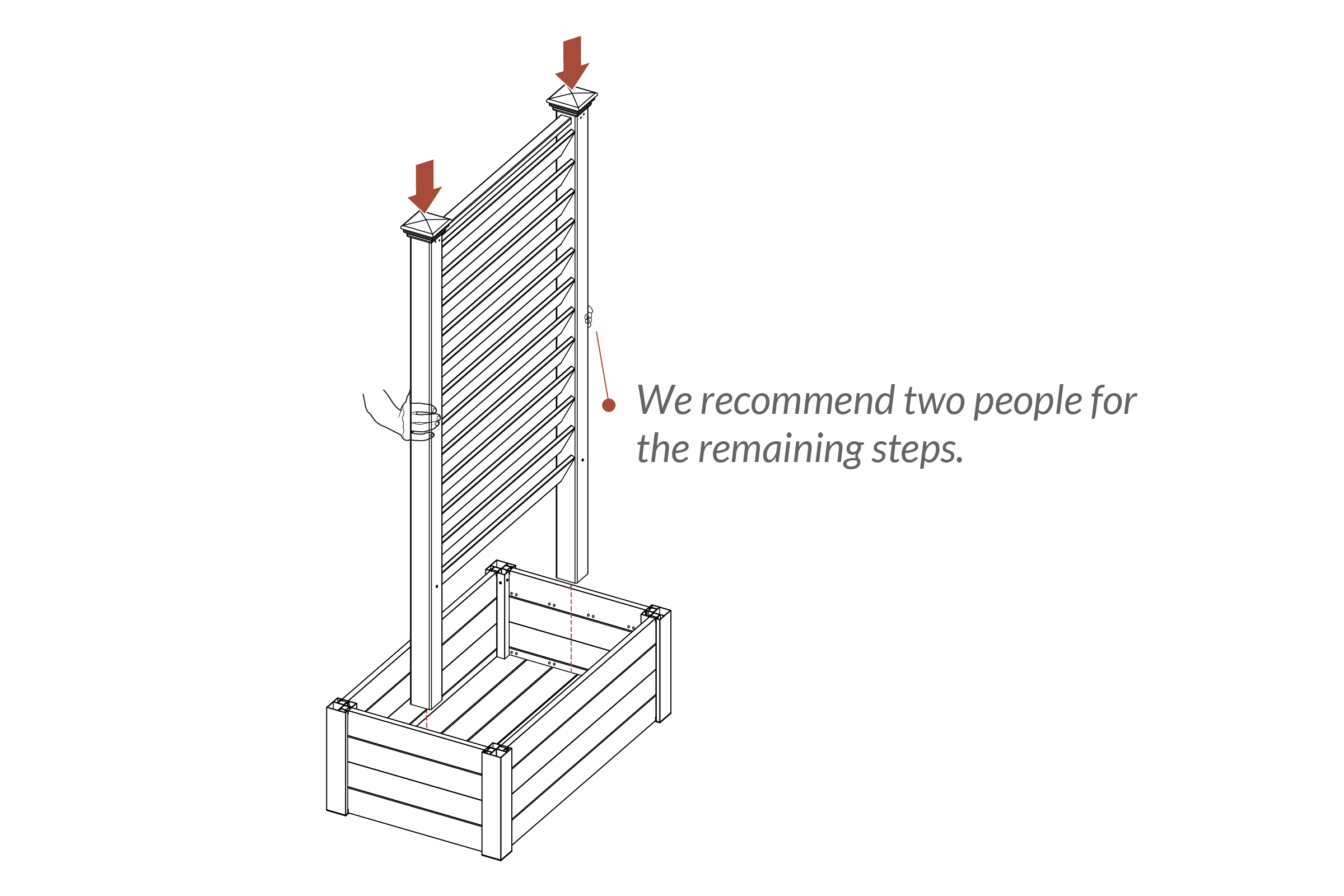 Step 15 Insert panel into planter box (2 people recommended)