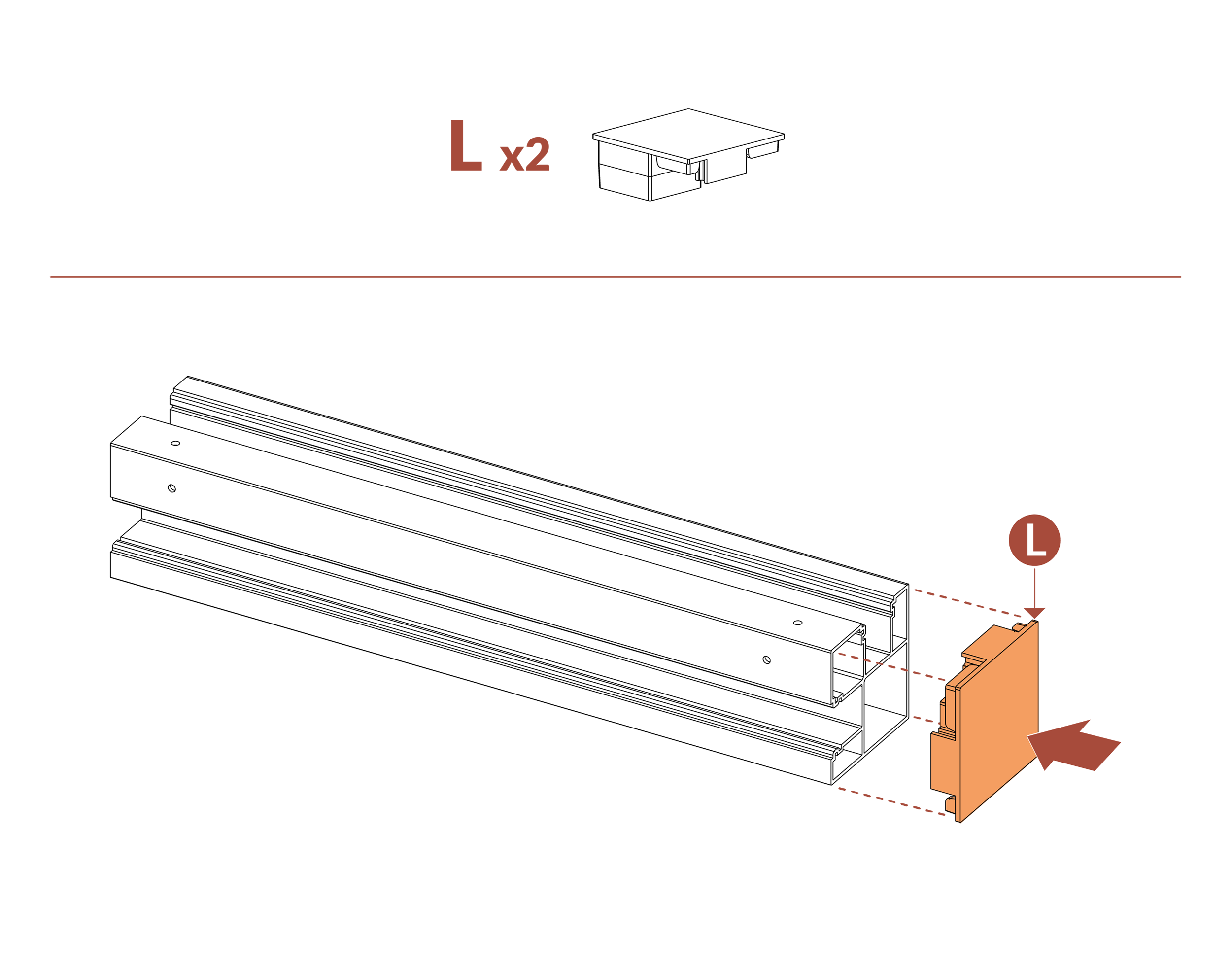 Step 2 Place Cap (part L) on post (part E)