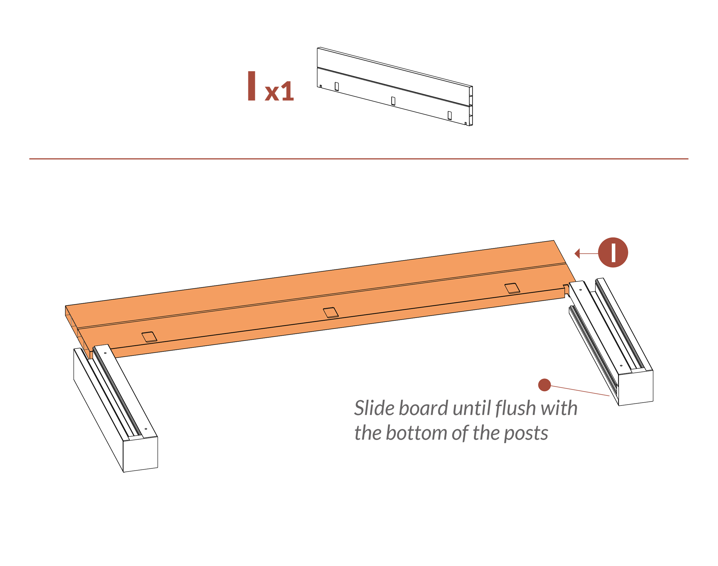 Step 3 Slide board until flush with the bottom of the post