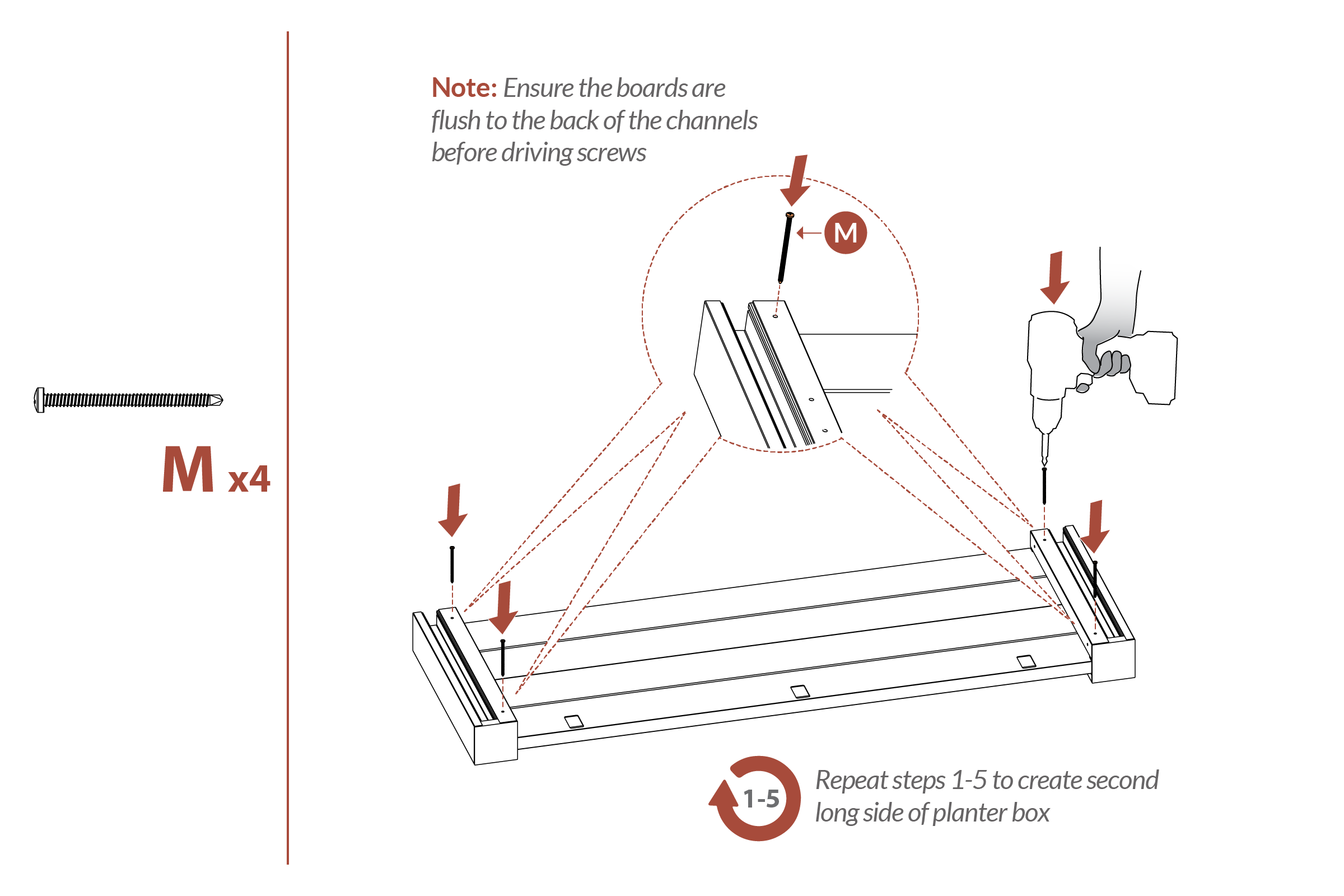 Step 5 Ensure boards are flush before driving screws