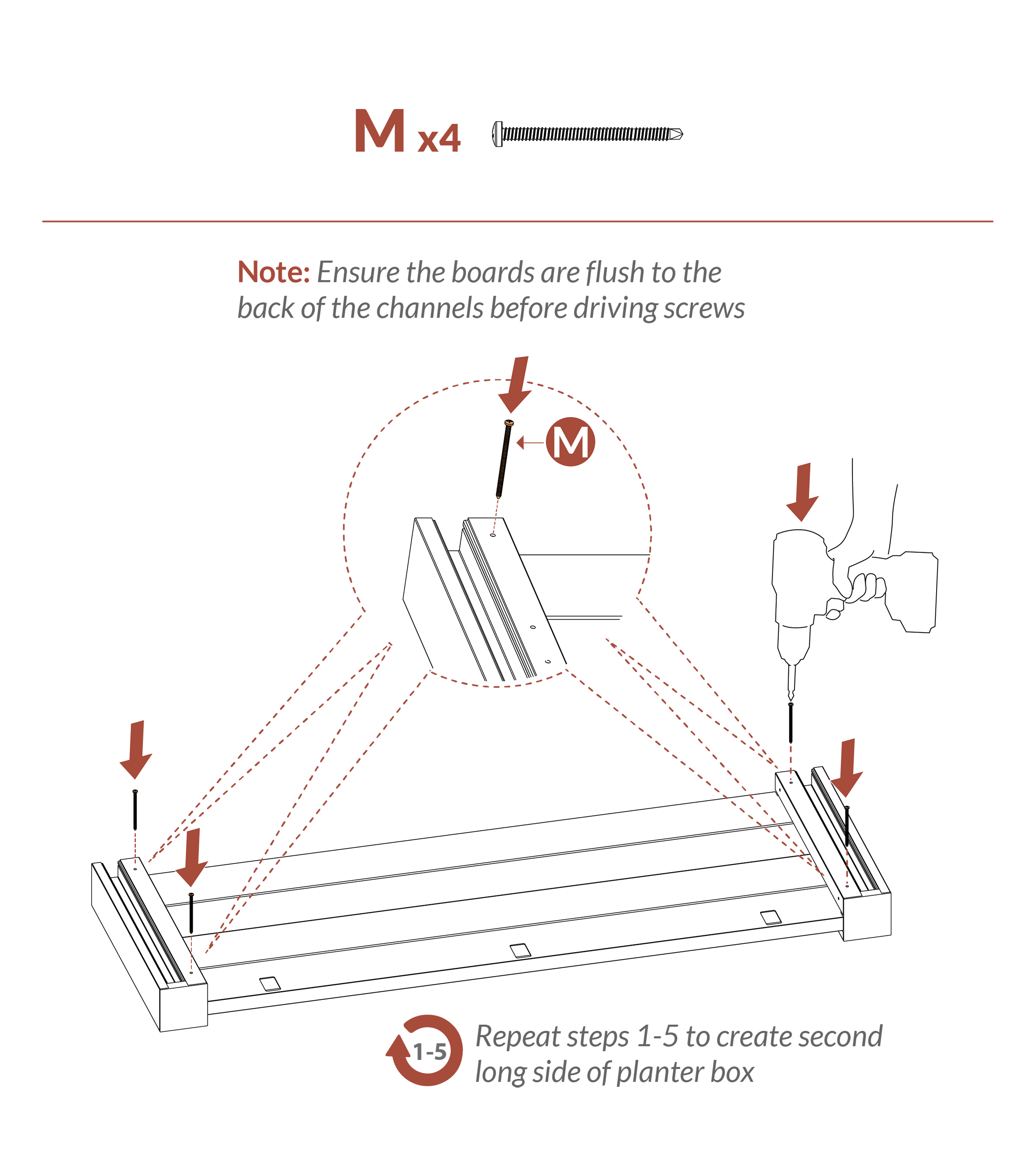 Step 5 Ensure boards are flush before driving screws(part M)
