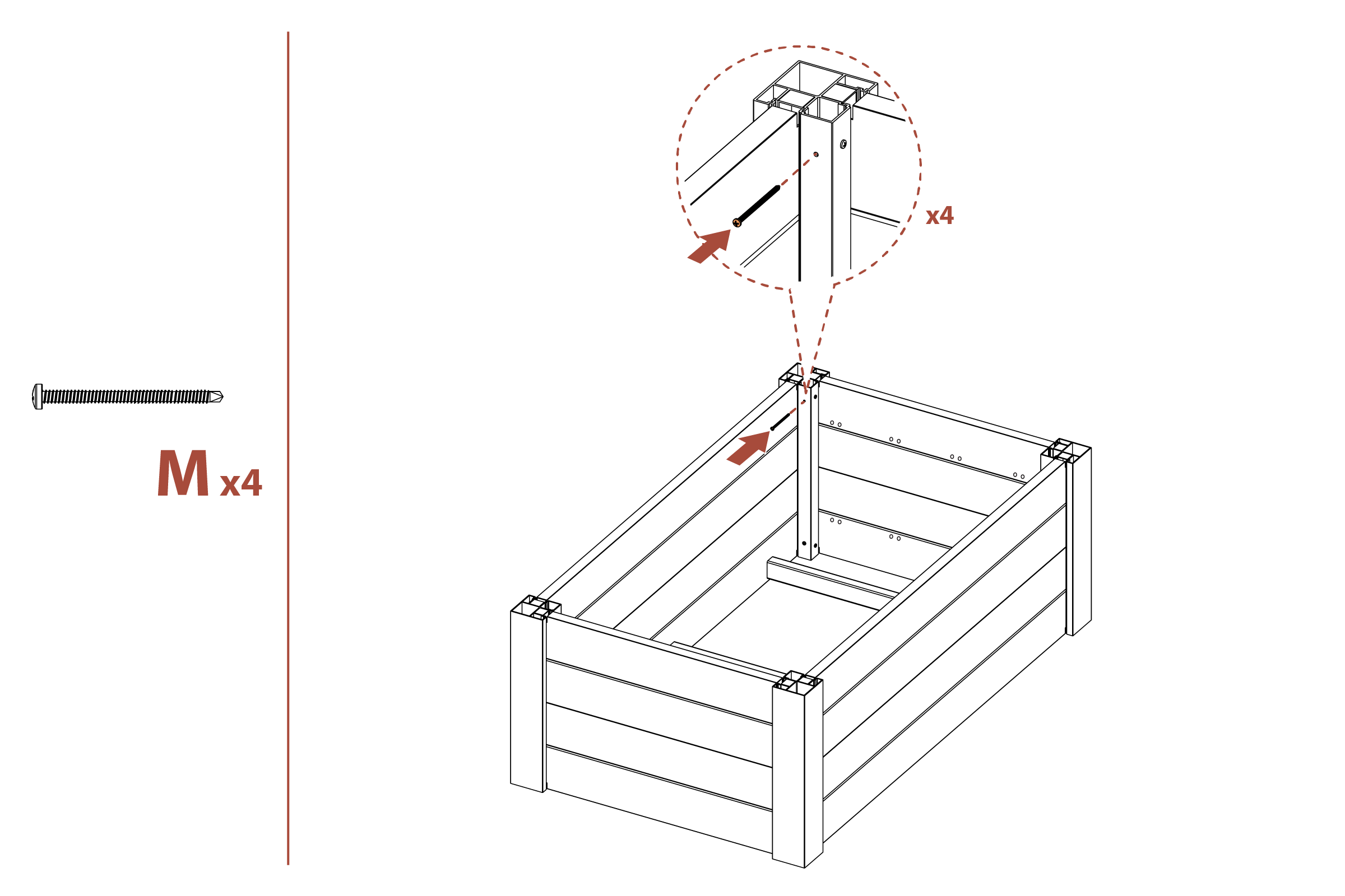 Step 10 Attach boards to posts in corner using screws