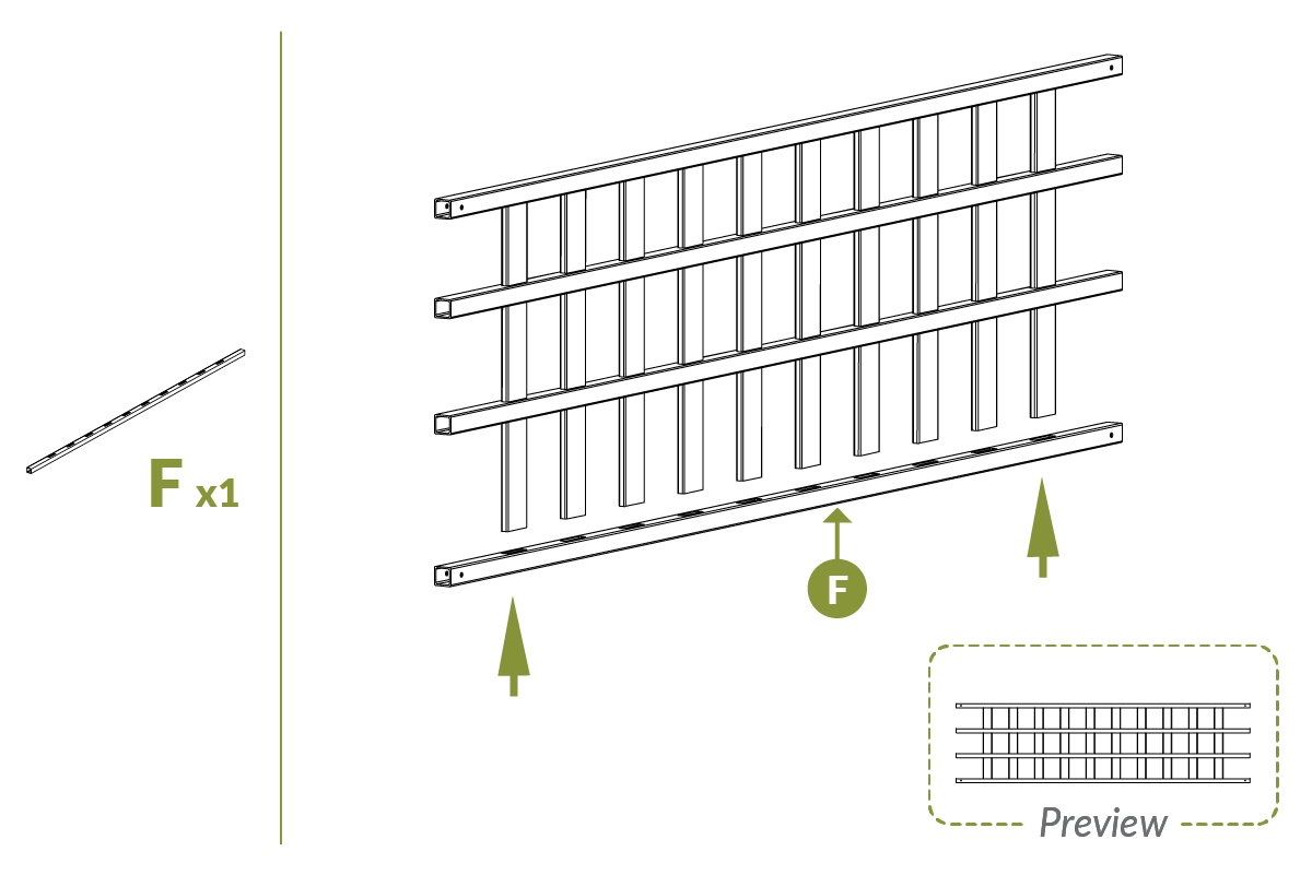 Step 5.3 Put bottom rail on to complete lattice topper