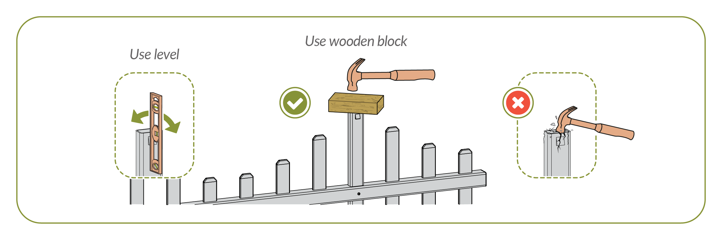 Installation: Step 7 Use Level and Wooden Block