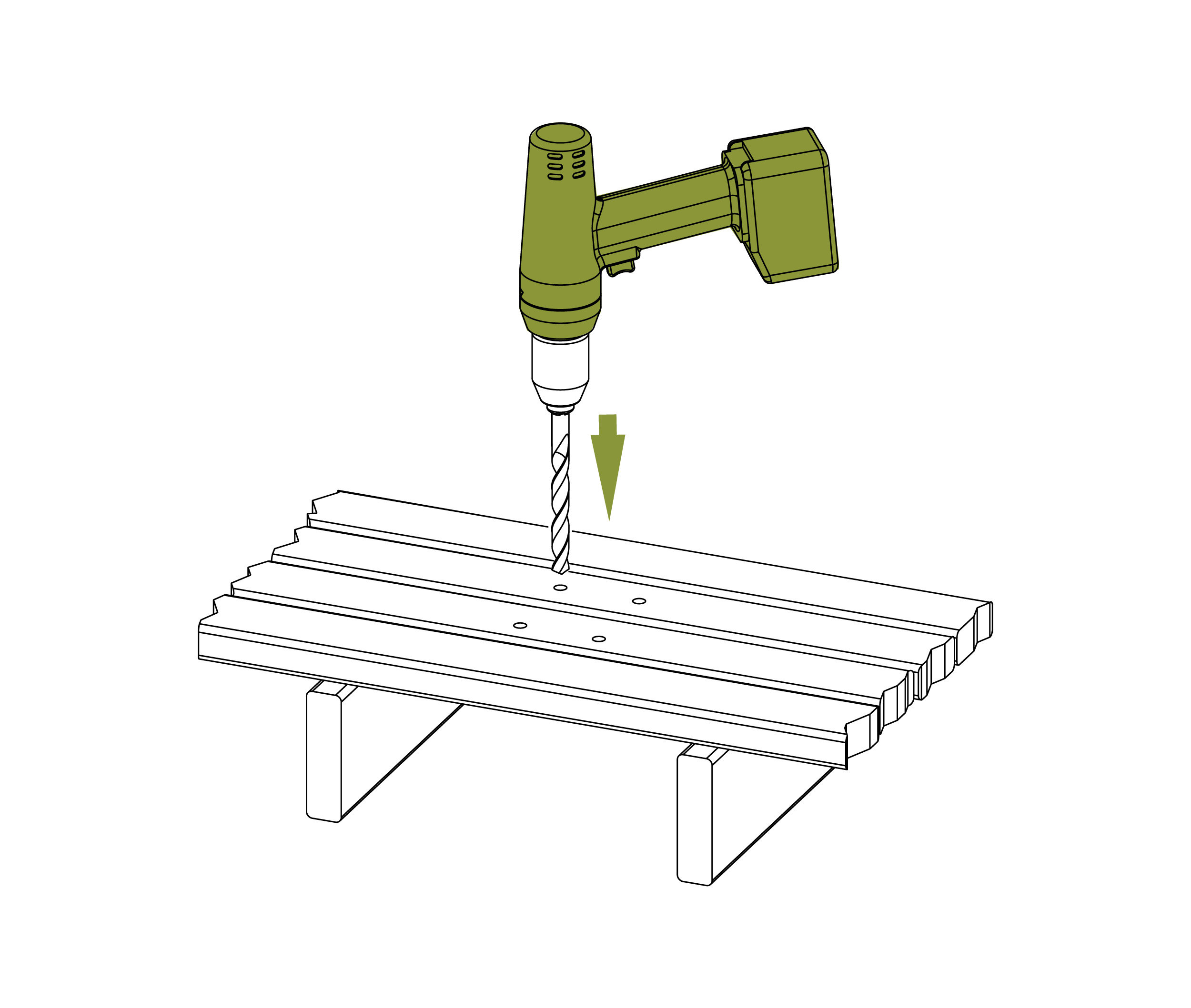 Step 2B.3 - Drill 4 holes through deck and support