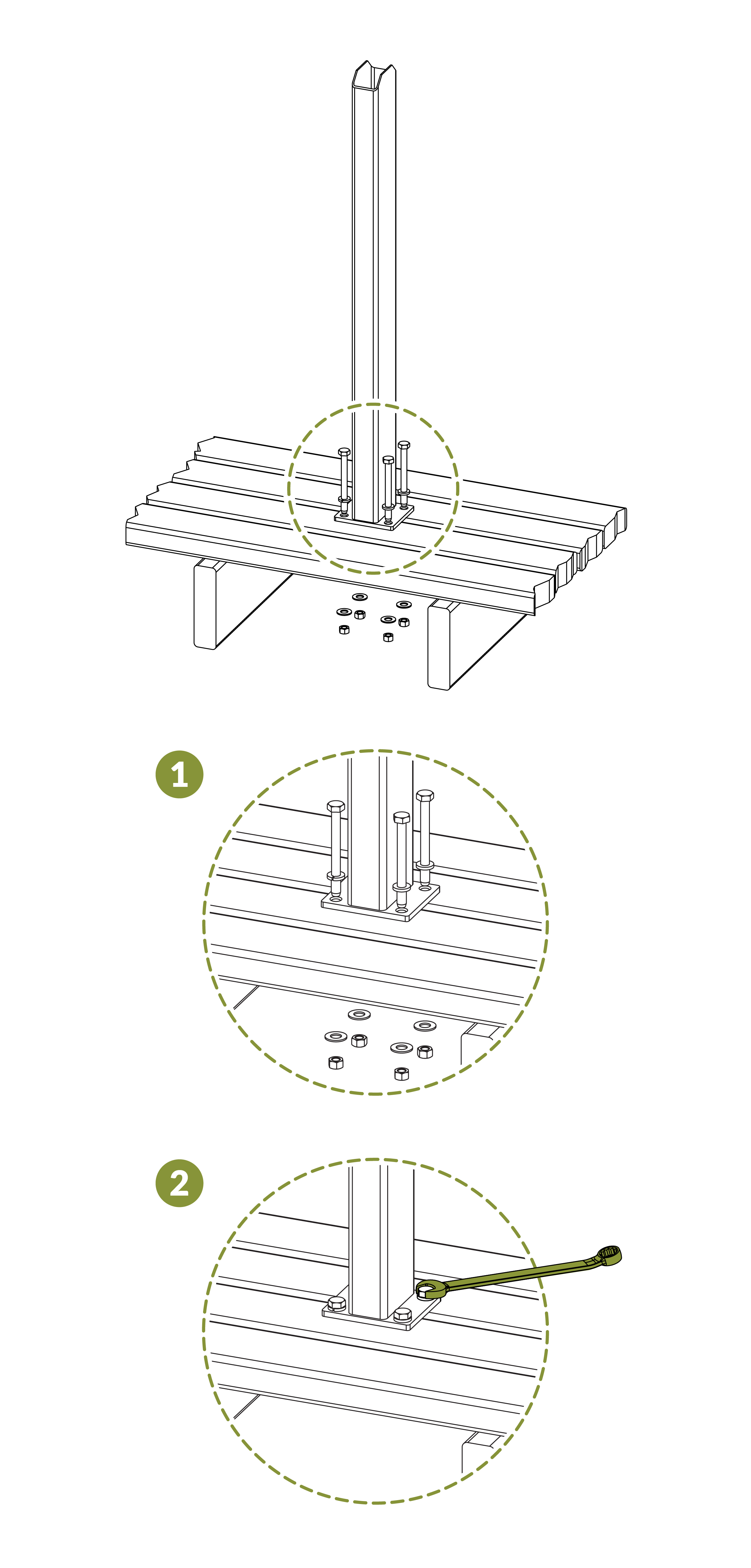 Step 2B.5 - Once level fasten mount with nuts and washers
