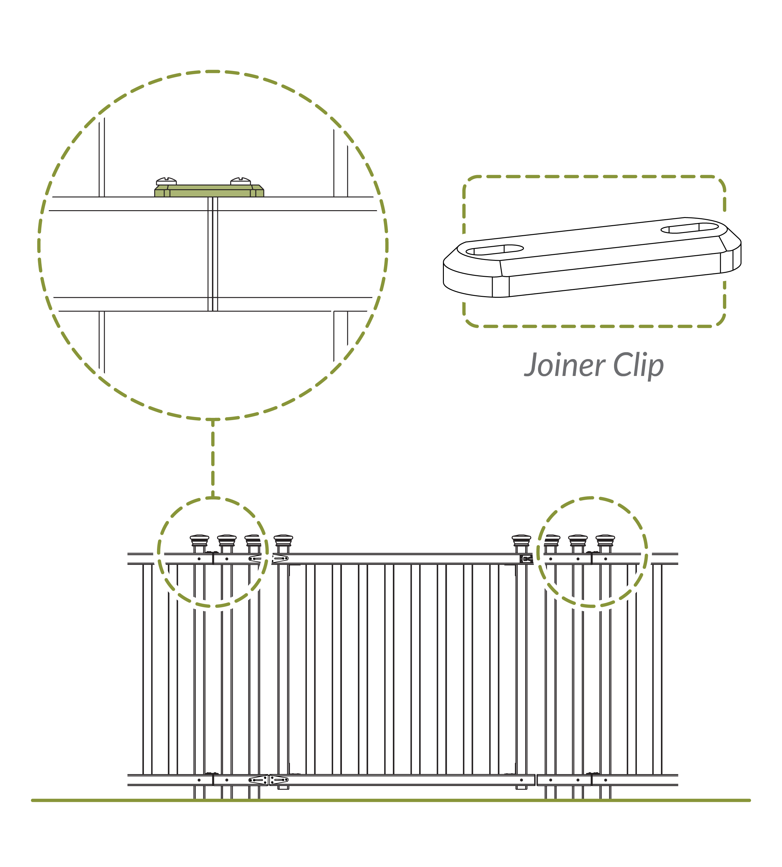 User Joiner clips to connect gate to fence panels