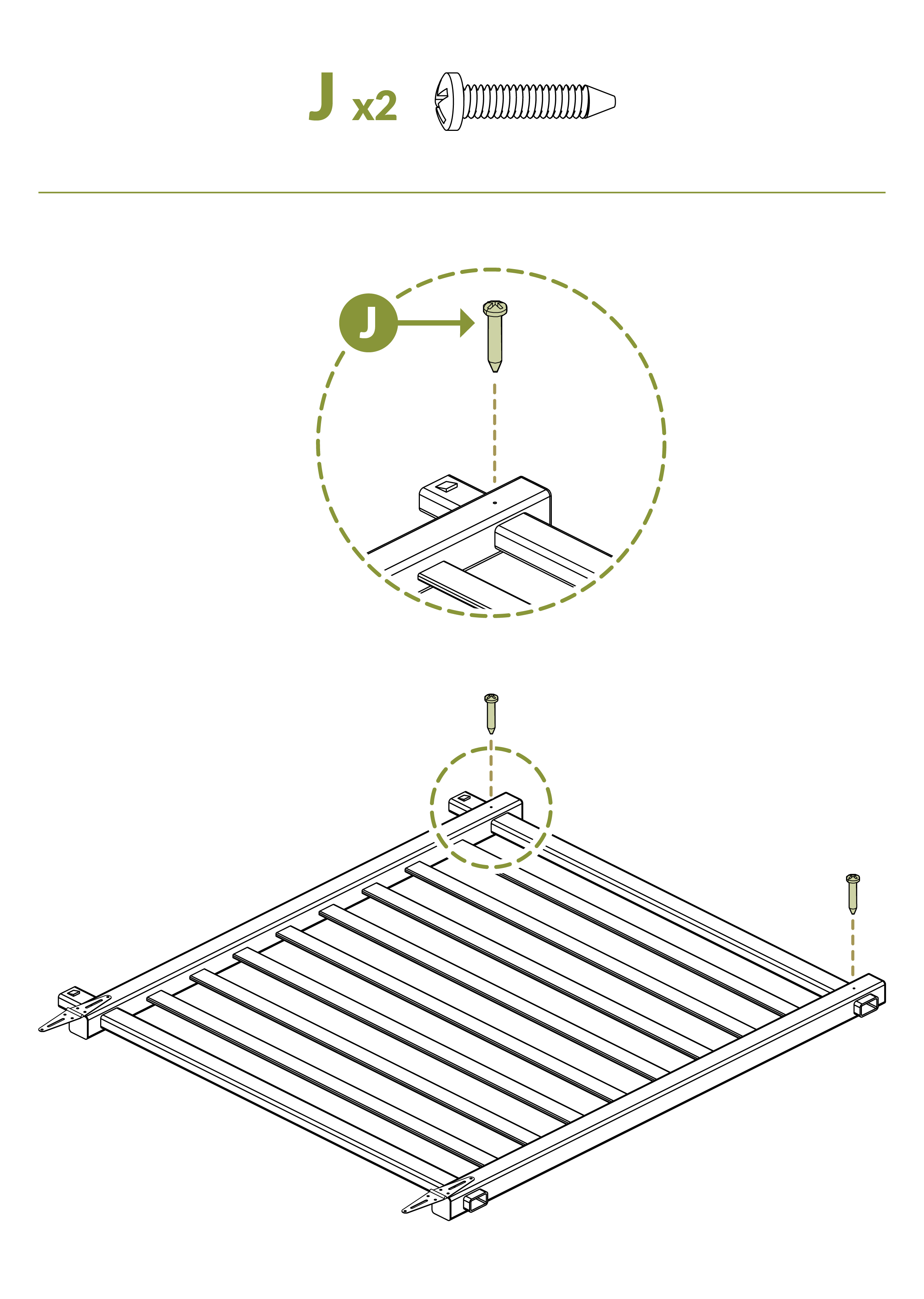 Screw rails to posts on side opposite hinges