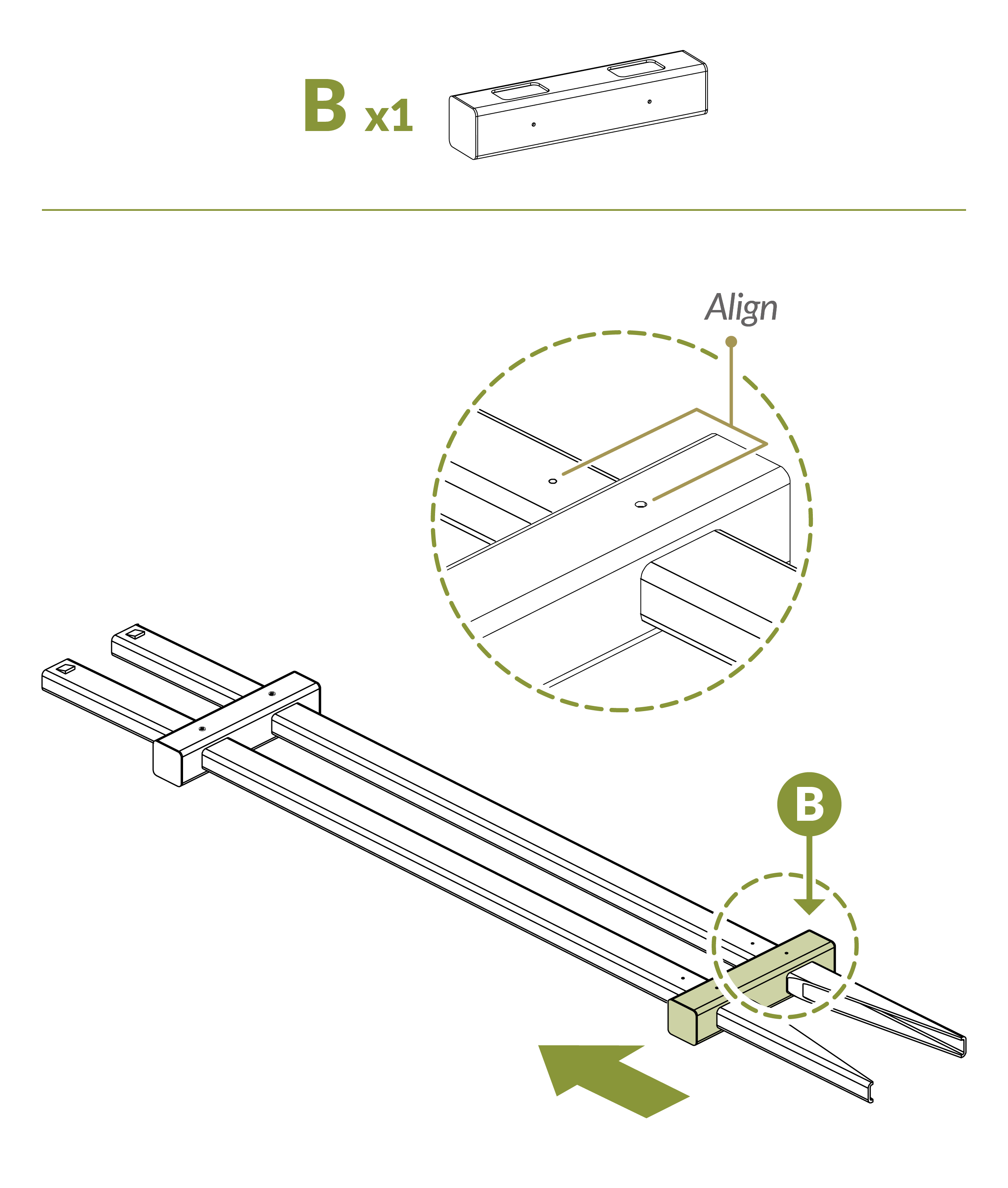 Place rails on bottom of wing, by the pointed parts of posts