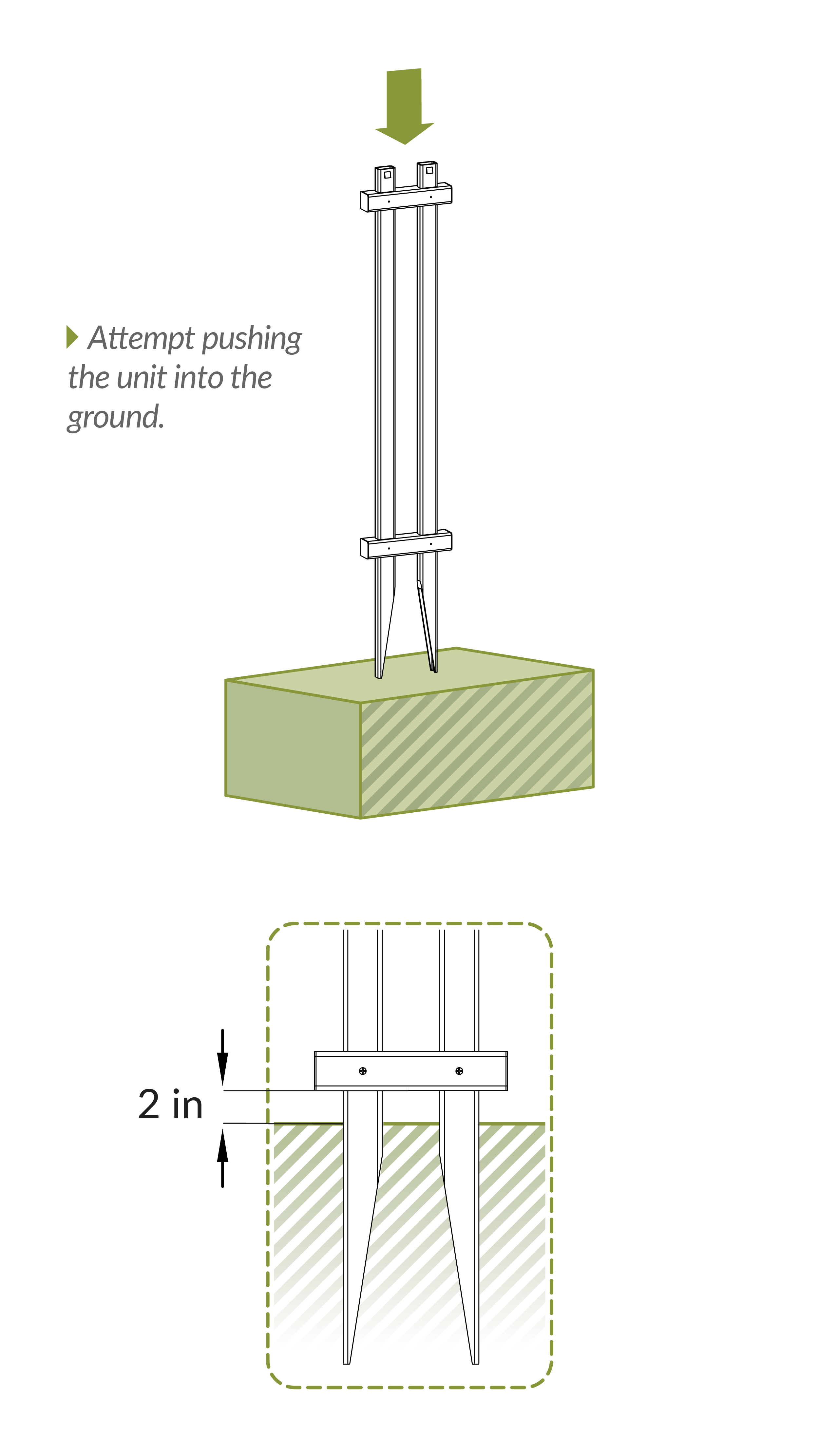 Attempt to push the unit into the ground