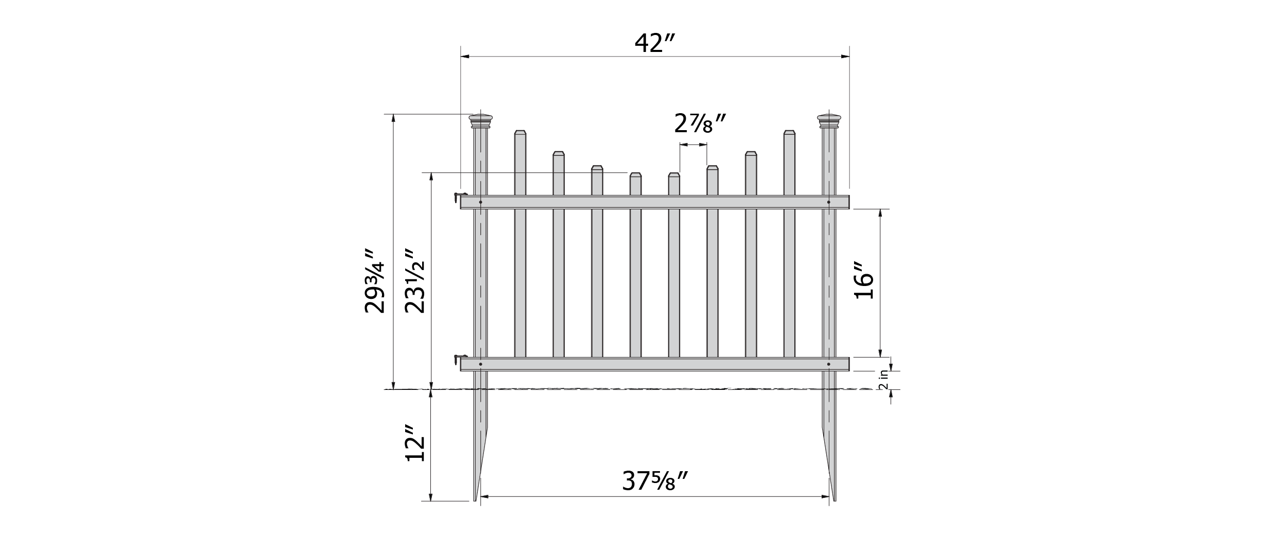 Washington Vinyl Fence Line Drawings & Dimensions