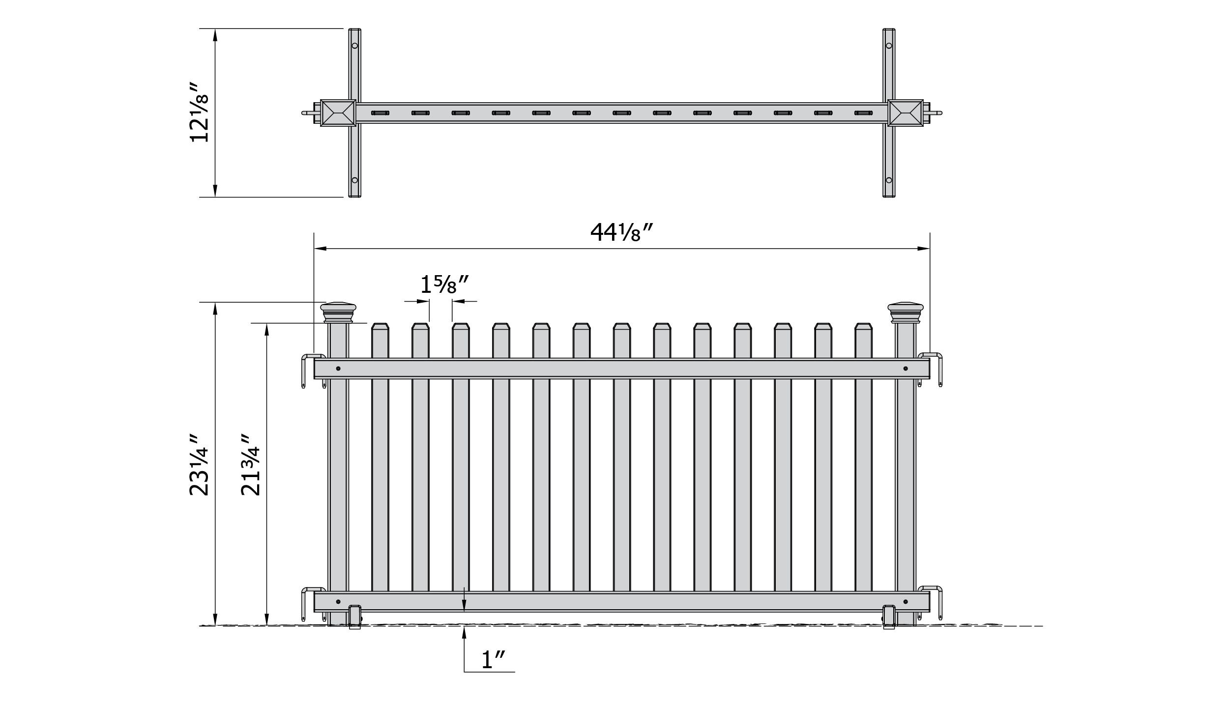ZP19055 Portable Puppy Picket Detailed Line Drawings & Specs