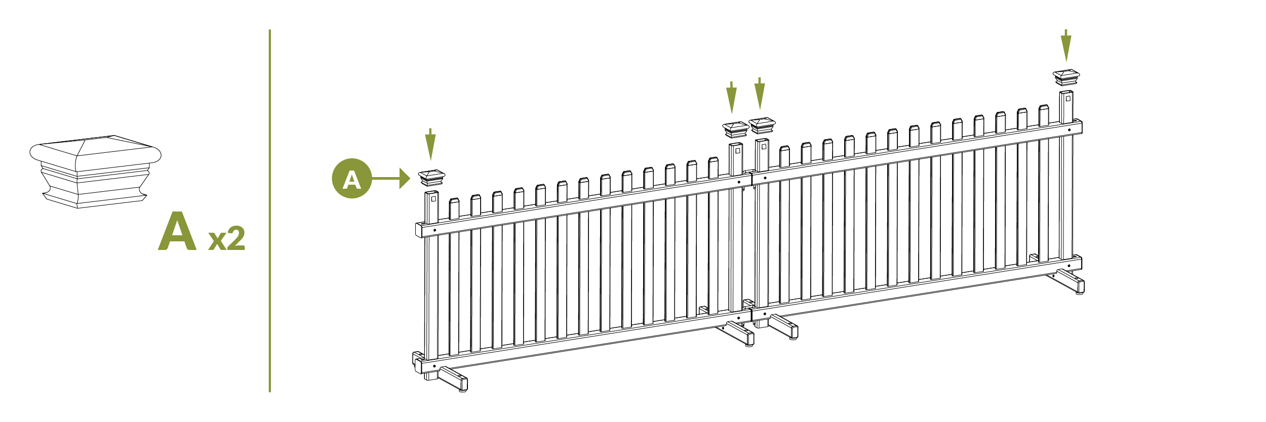 Step 7 - attach post caps (part A)