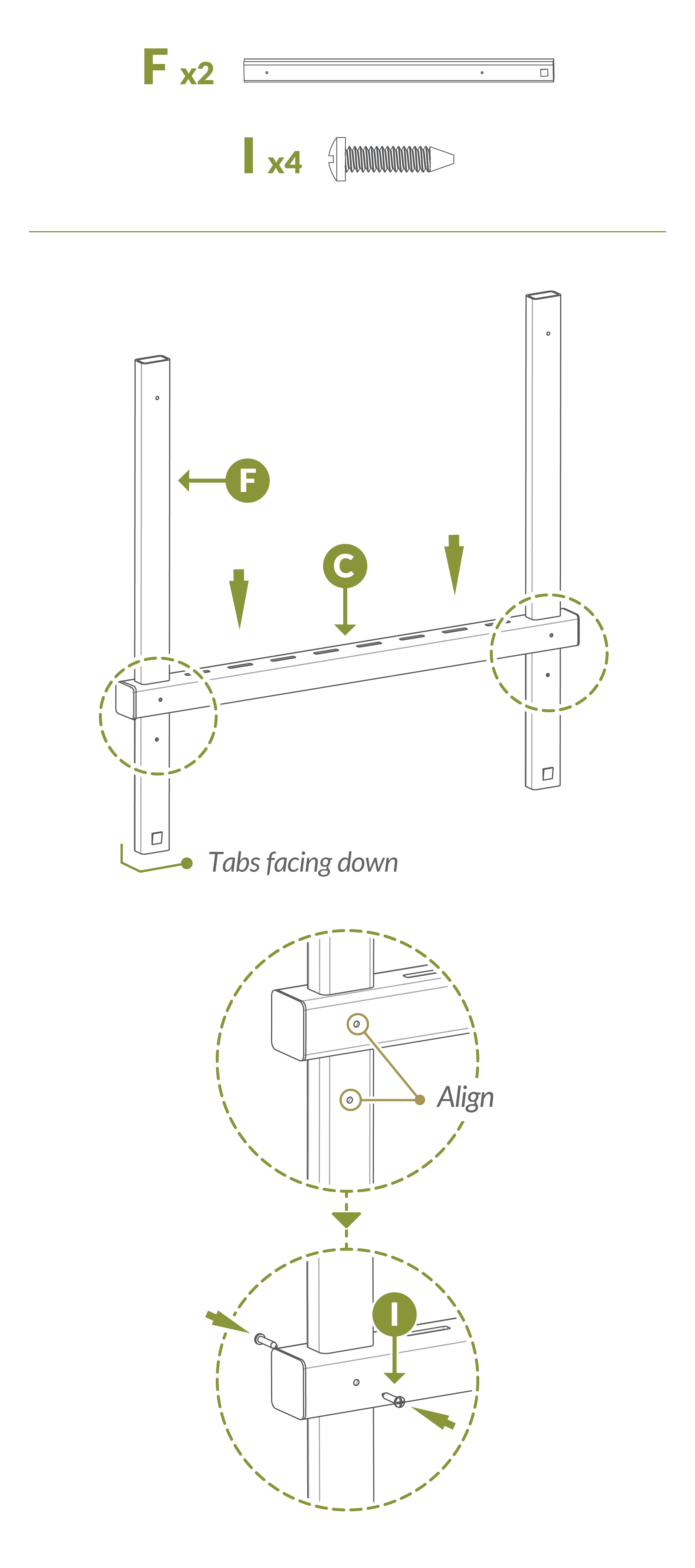Step 2.2 Insert posts into rails and screw into place