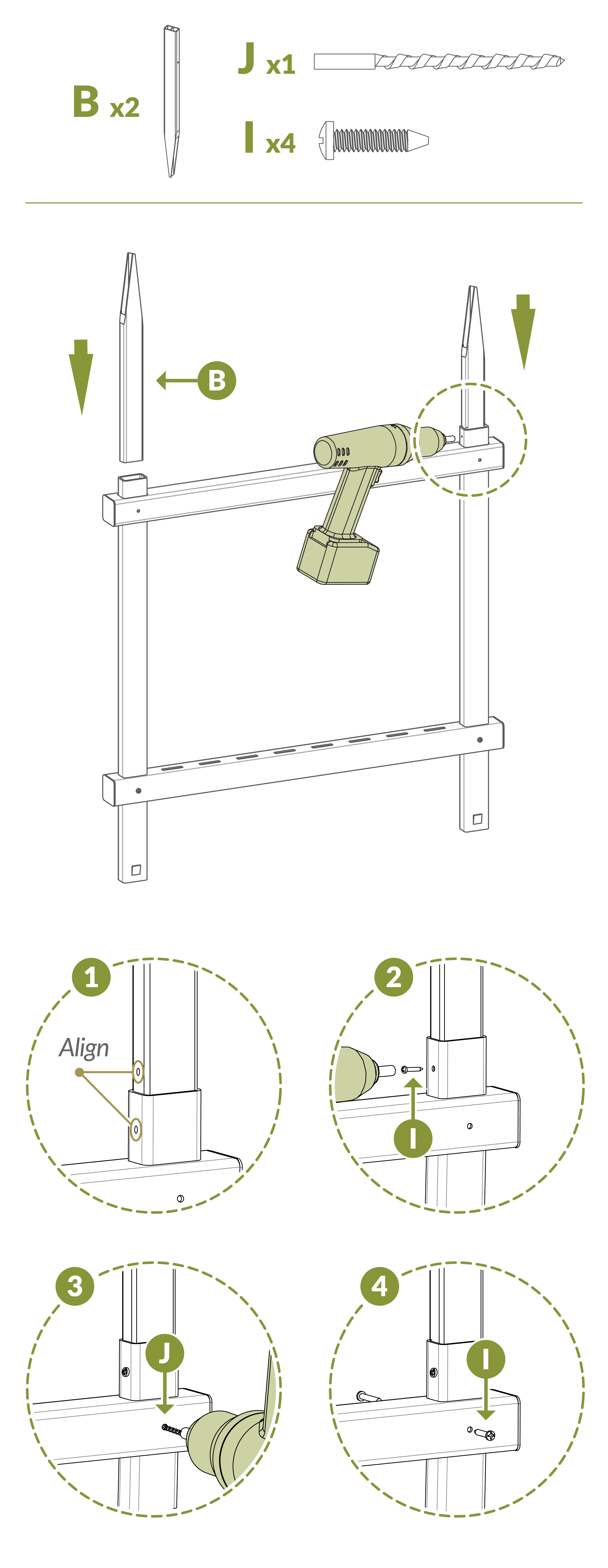 Step 2.4 Slide post anchors into bottom and screw into place