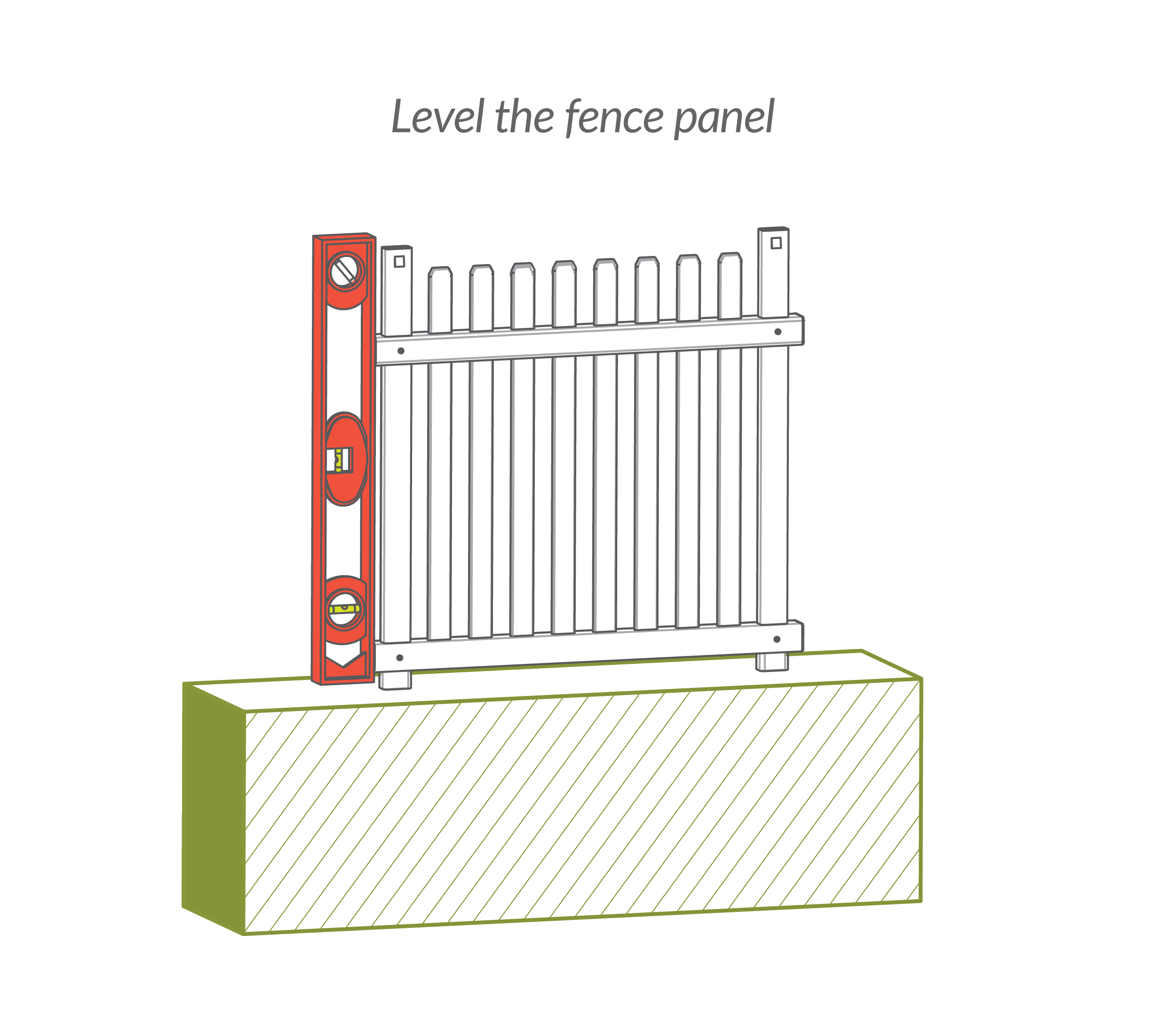 Step 5.4 Level fence panel, backfill dirt, and tamp