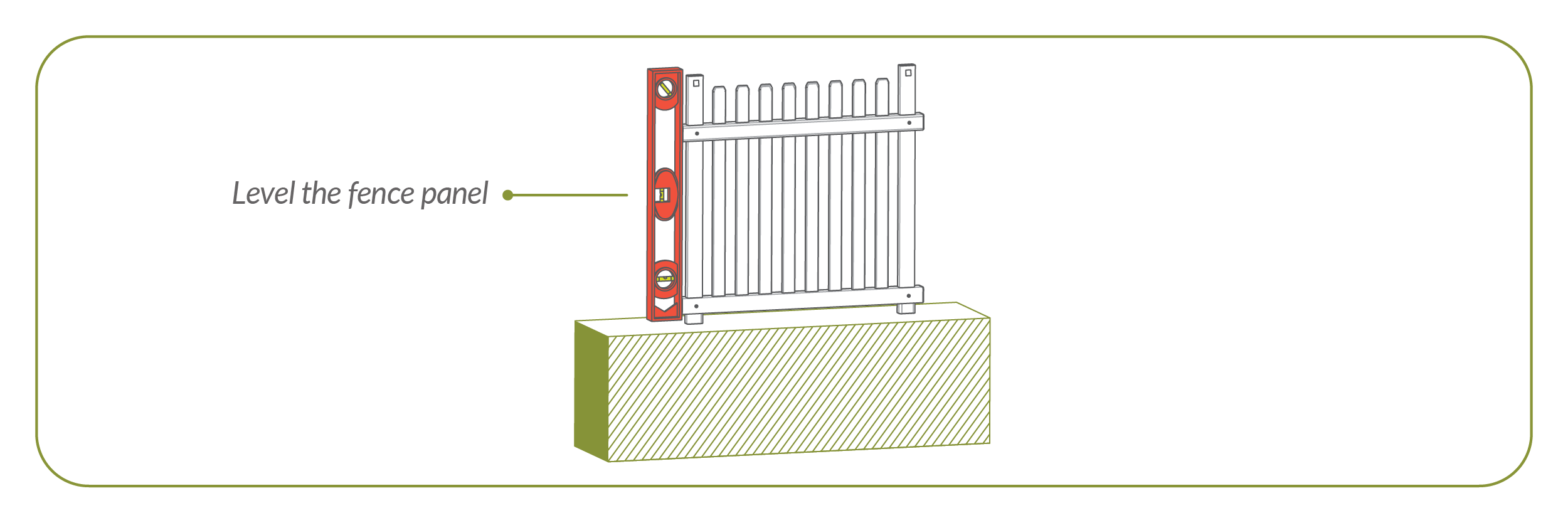 Step 5.4 Level fence panel, backfill dirt, and tamp