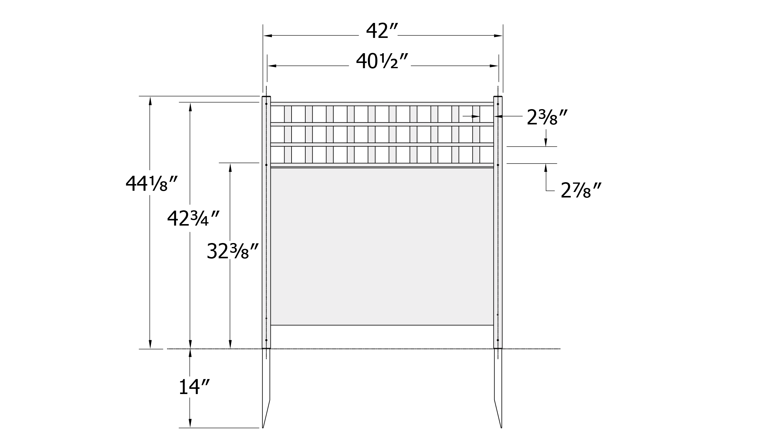 ZP19060 Keswick Vinyl Privacy Fence Detailed Line Specs