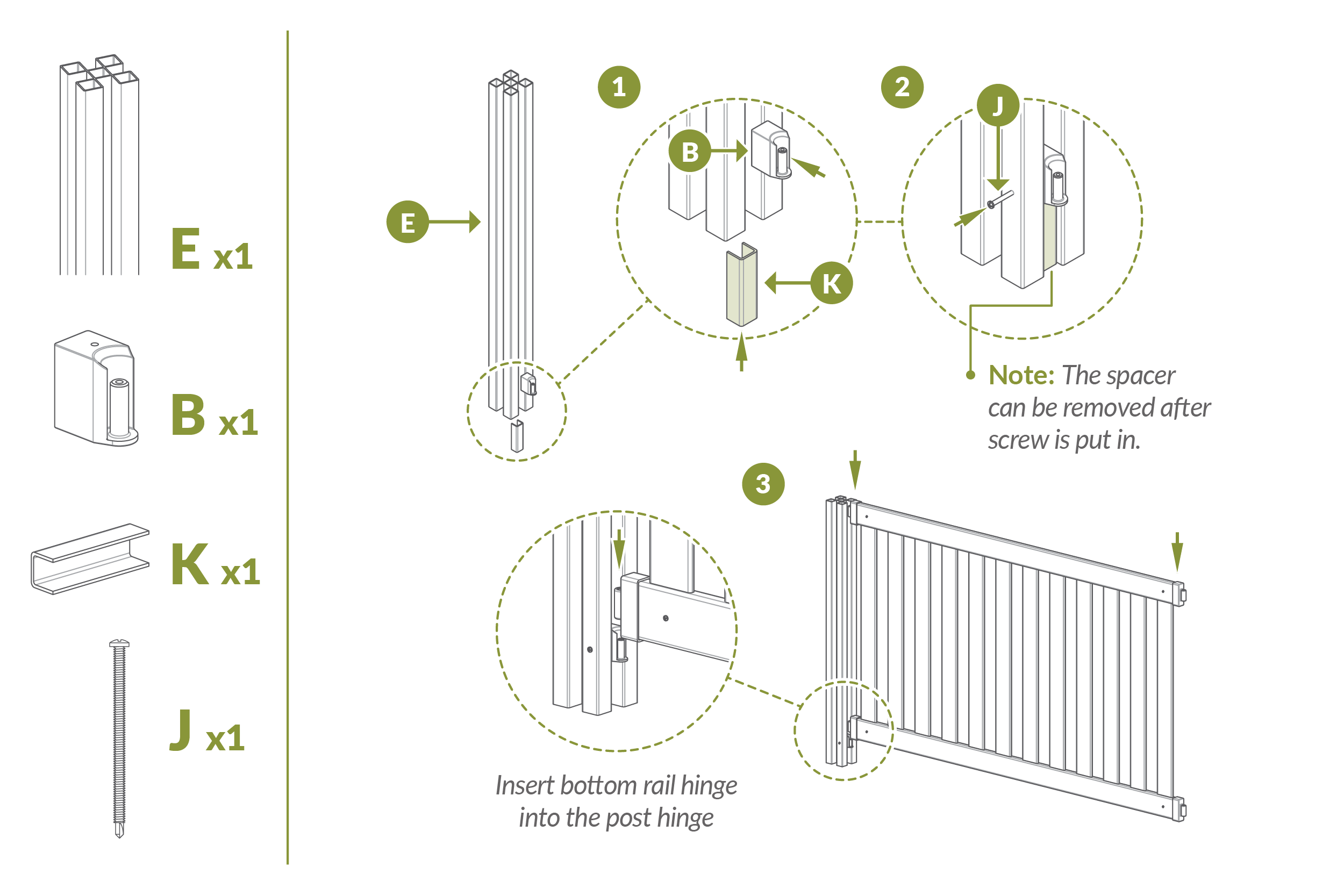 Step 3.1 Insert Post hinge piece into grove and screw