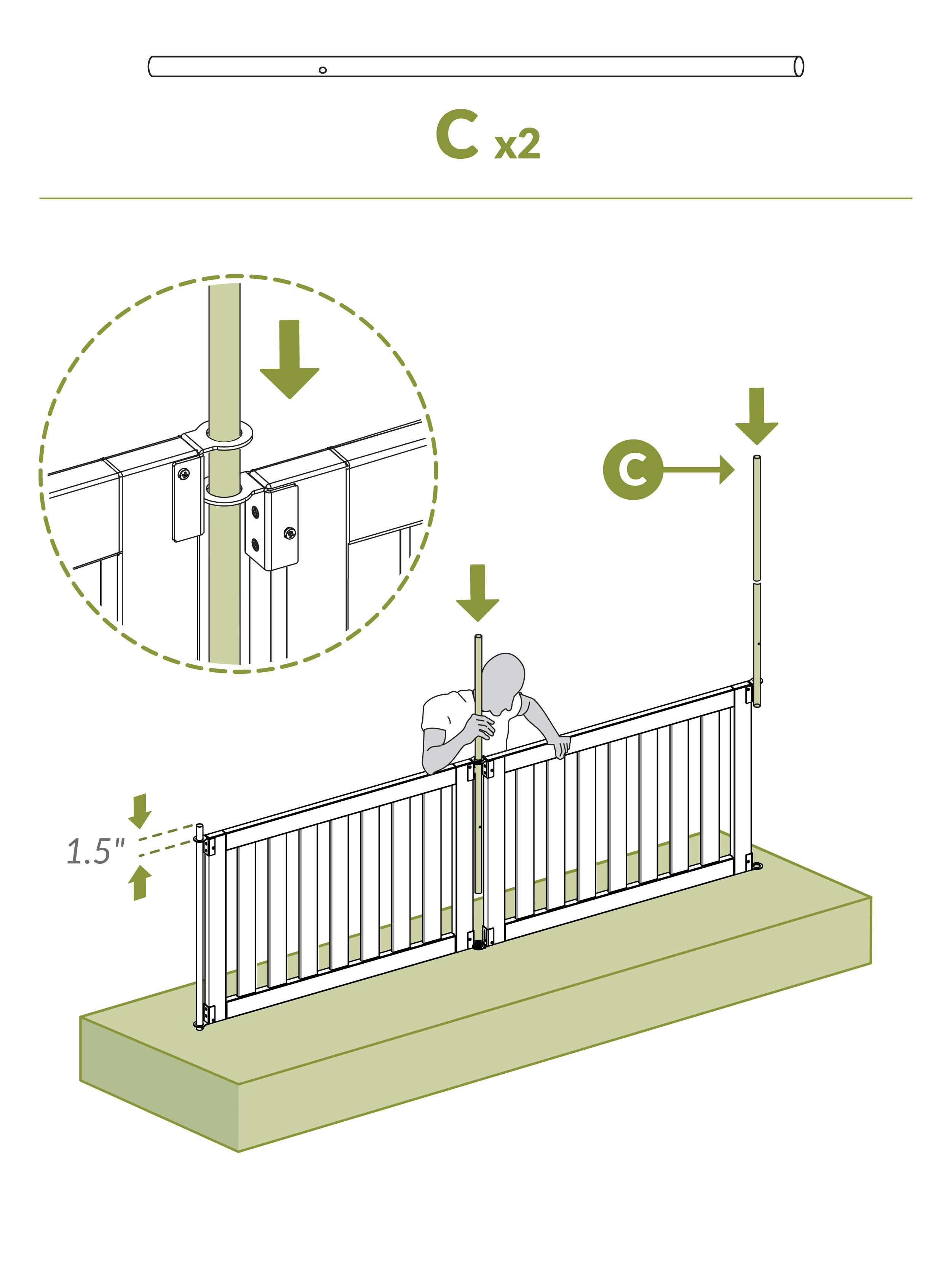 Step 10 Pass stake through rings on 2 panels to extend run