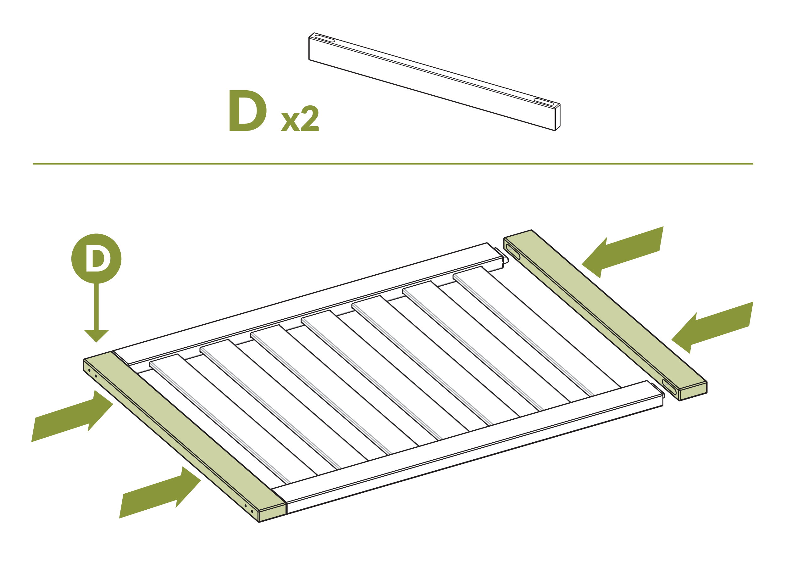 Step 4 Attach D (End Posts) to each side