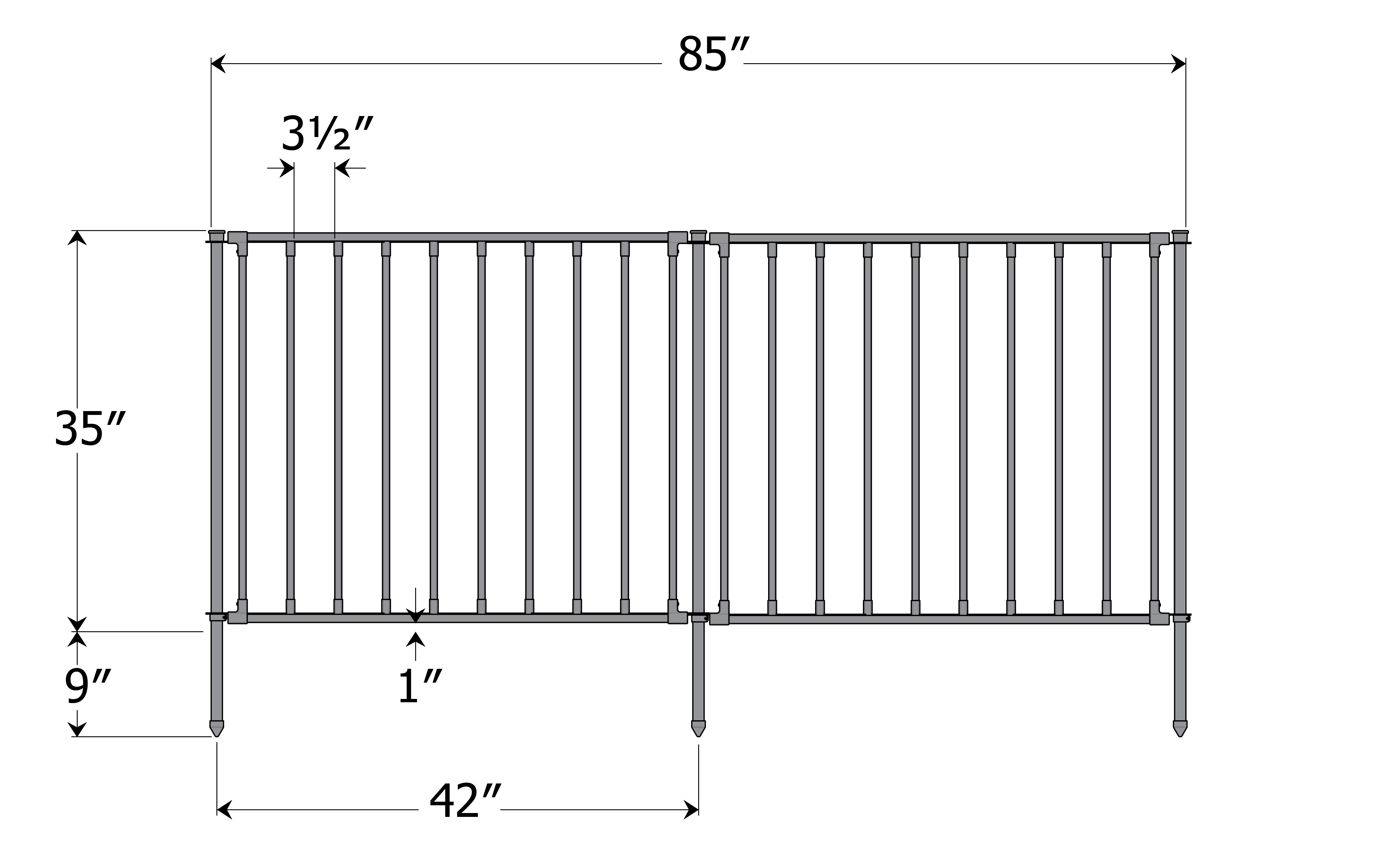 Poly Steel Zurich Fence Line Drawings & Dimensions